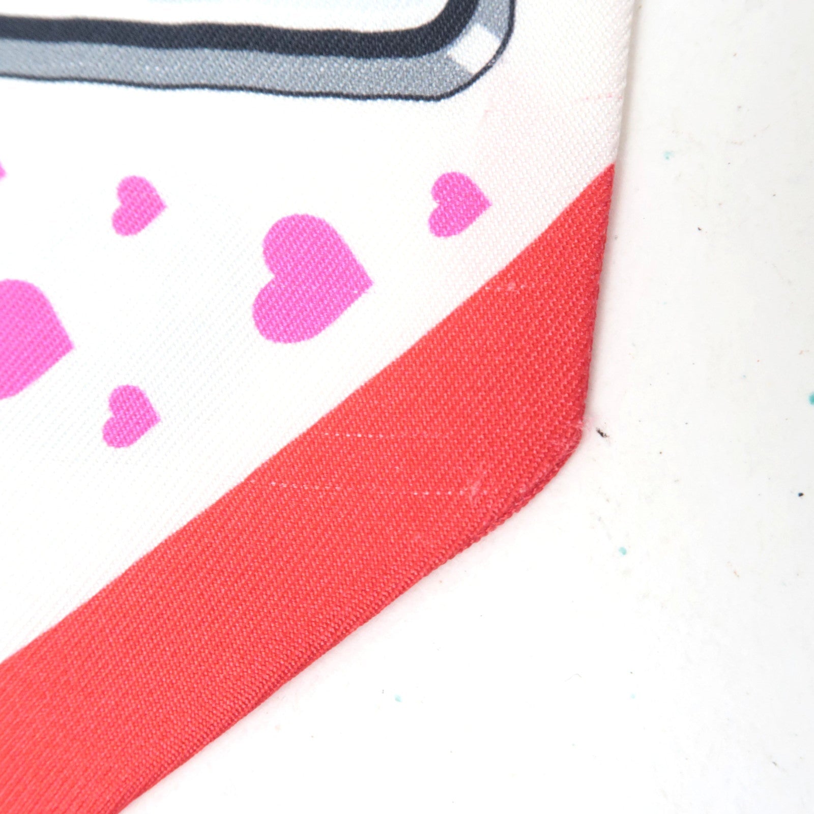 HERMES Twilly 2023AW HERMES Story Scarf Silk 100% White Red