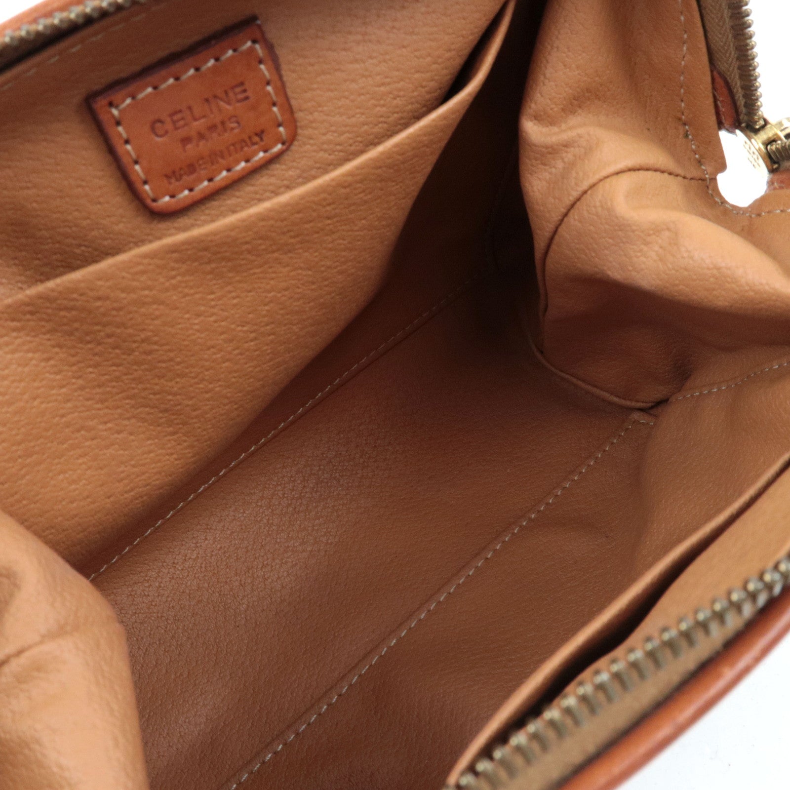 CELINE Macadam Cosmetic Pouch PVC Leather Brown