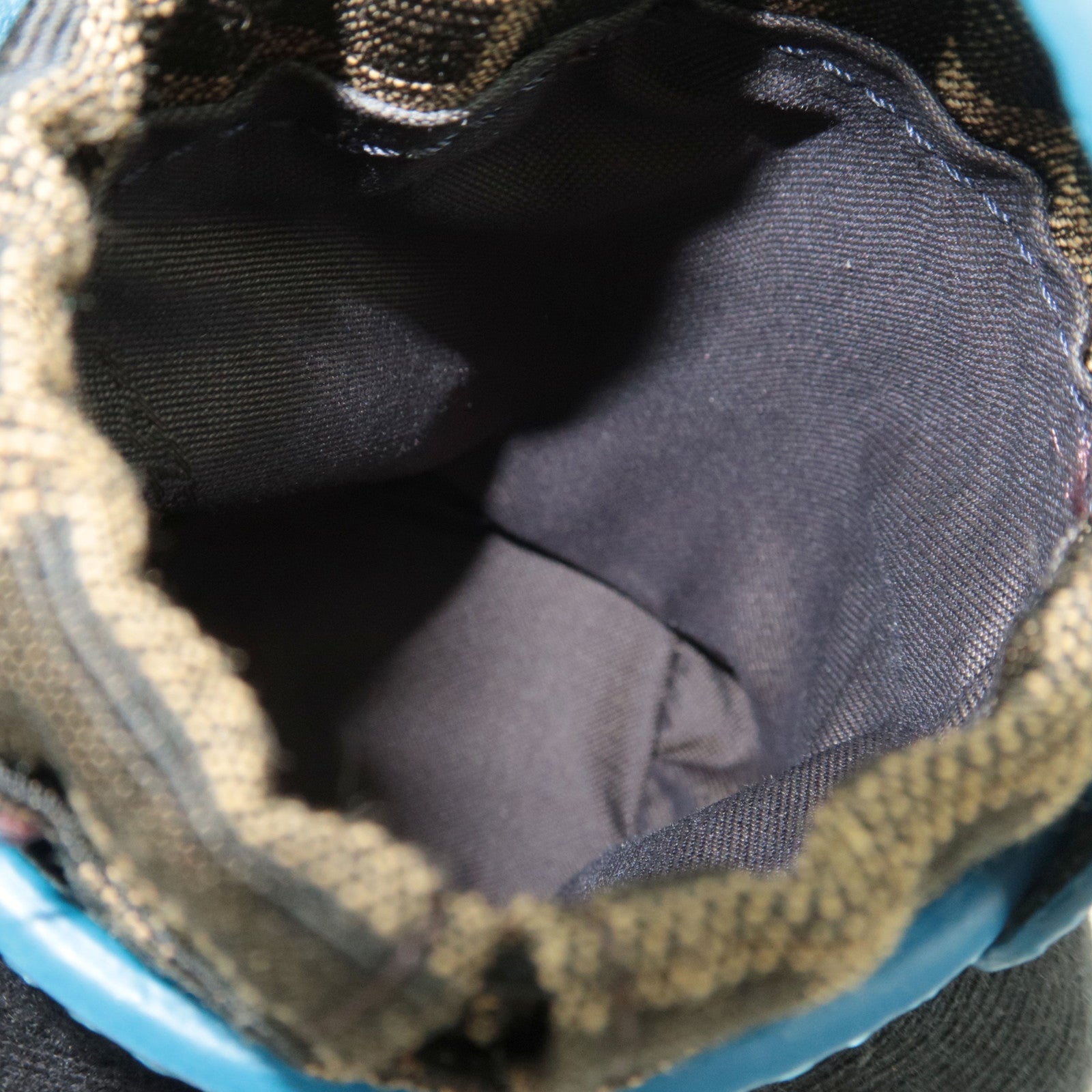 FENDI Zucca Bucket Shape Bag Charm Leather Canvas Blue 7AS158 *Box, Dust bag