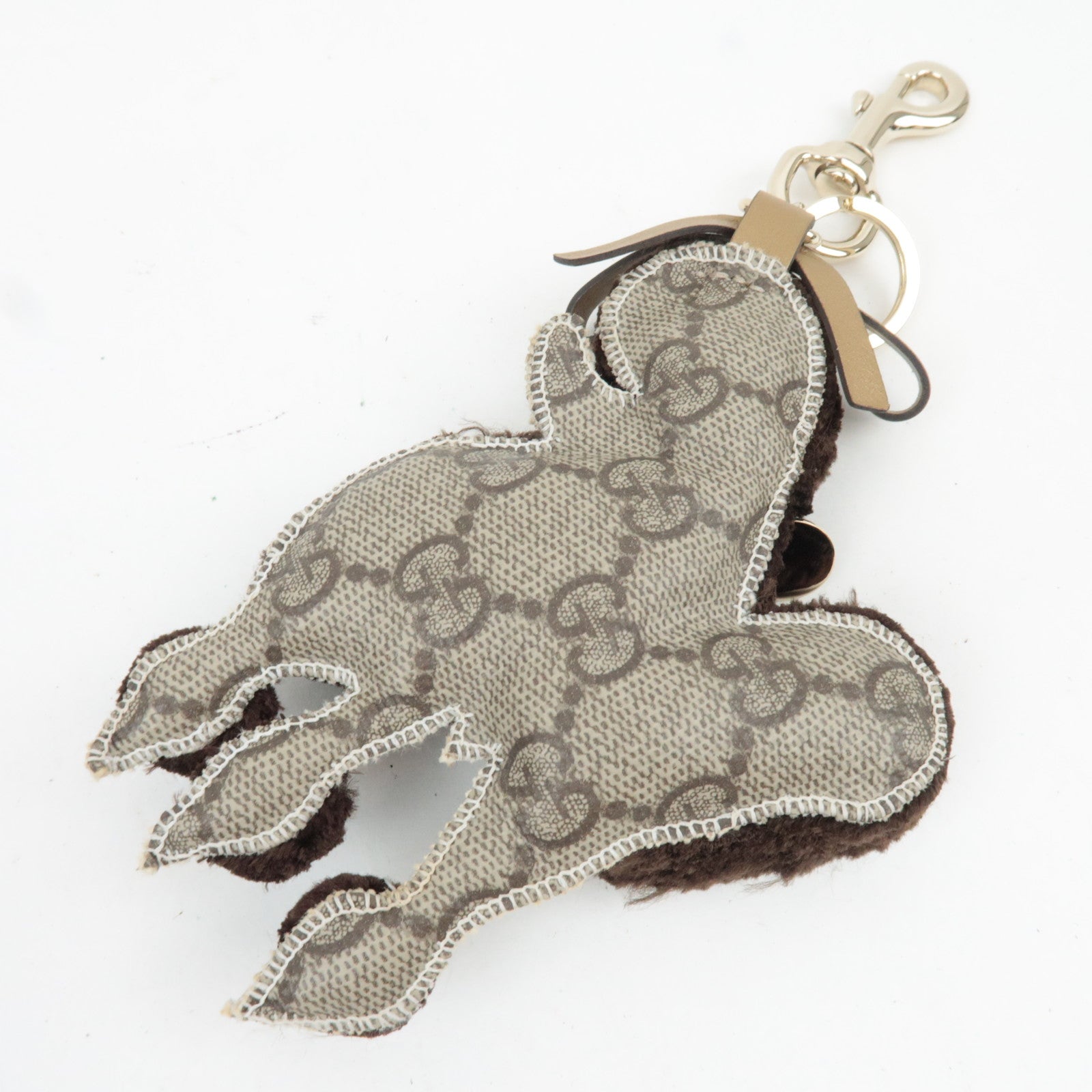 GUCCI GG Supreme GUCCIOLI Poodle Lulu Bag Charm GG Supreme Fur Brown *Box