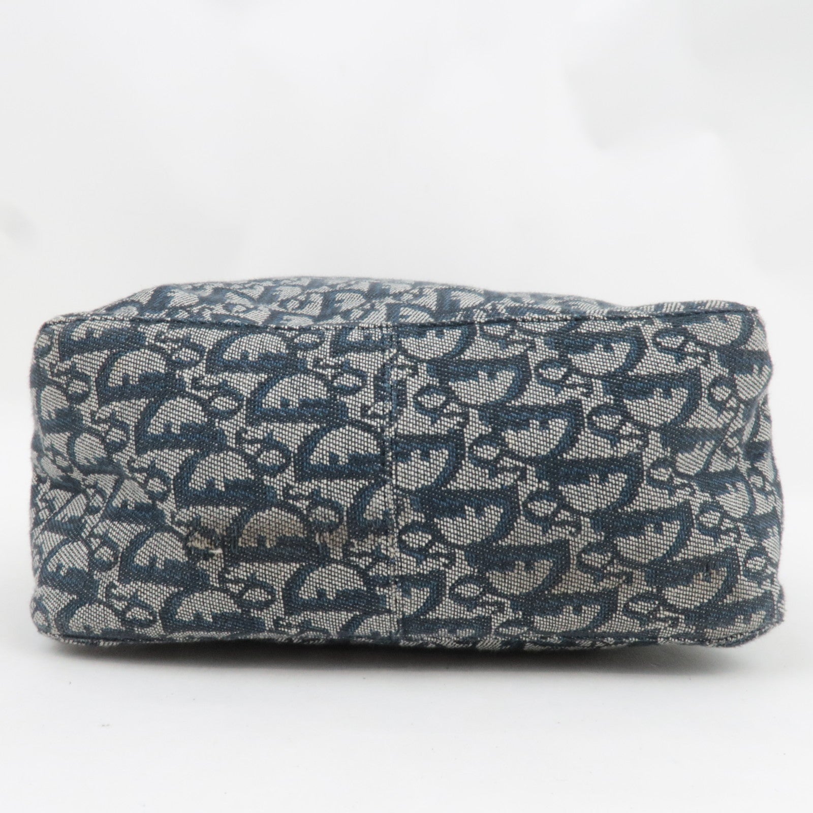 Christian Dior Trotter Tote Bag Canvas Leather Navy