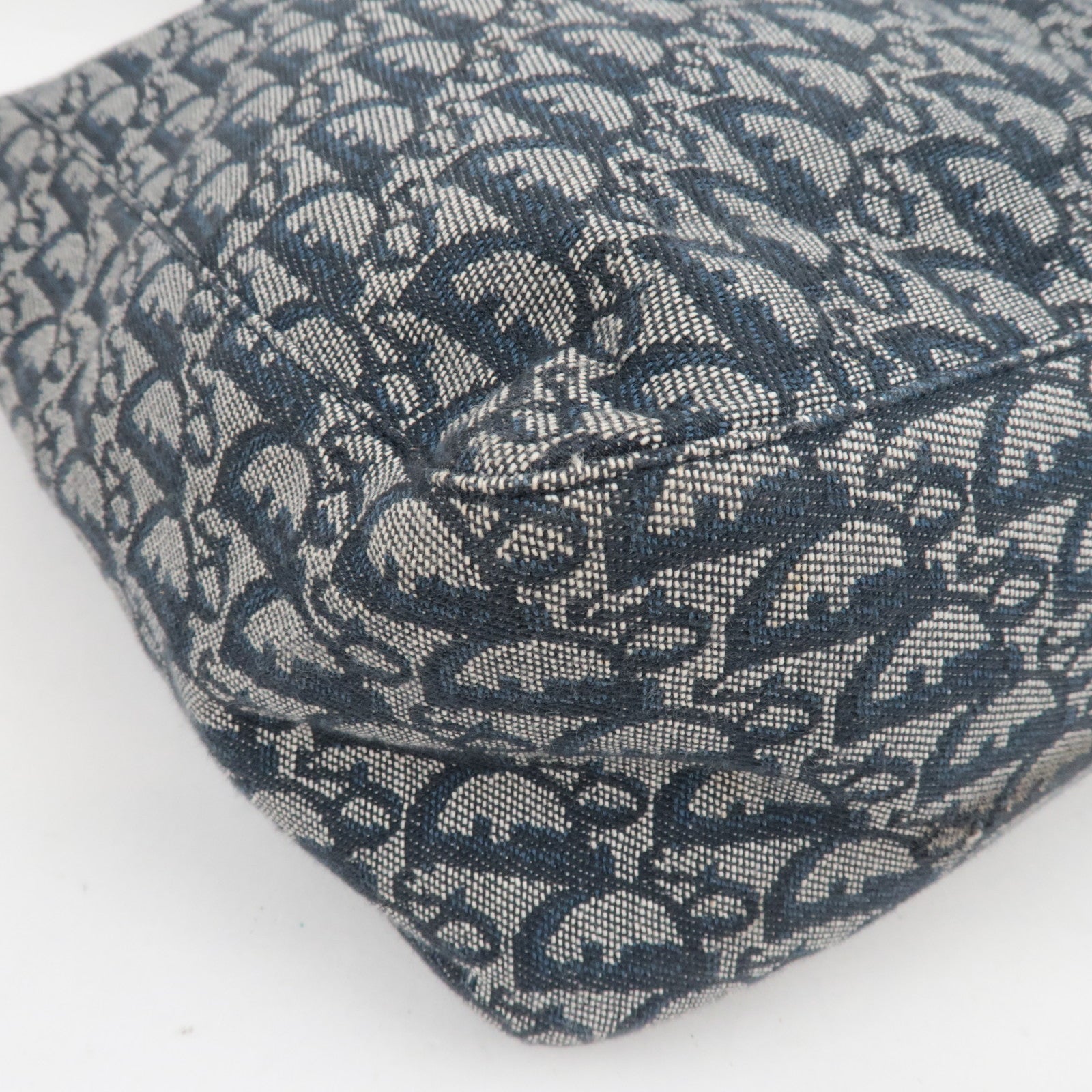 Christian Dior Trotter Tote Bag Canvas Leather Navy