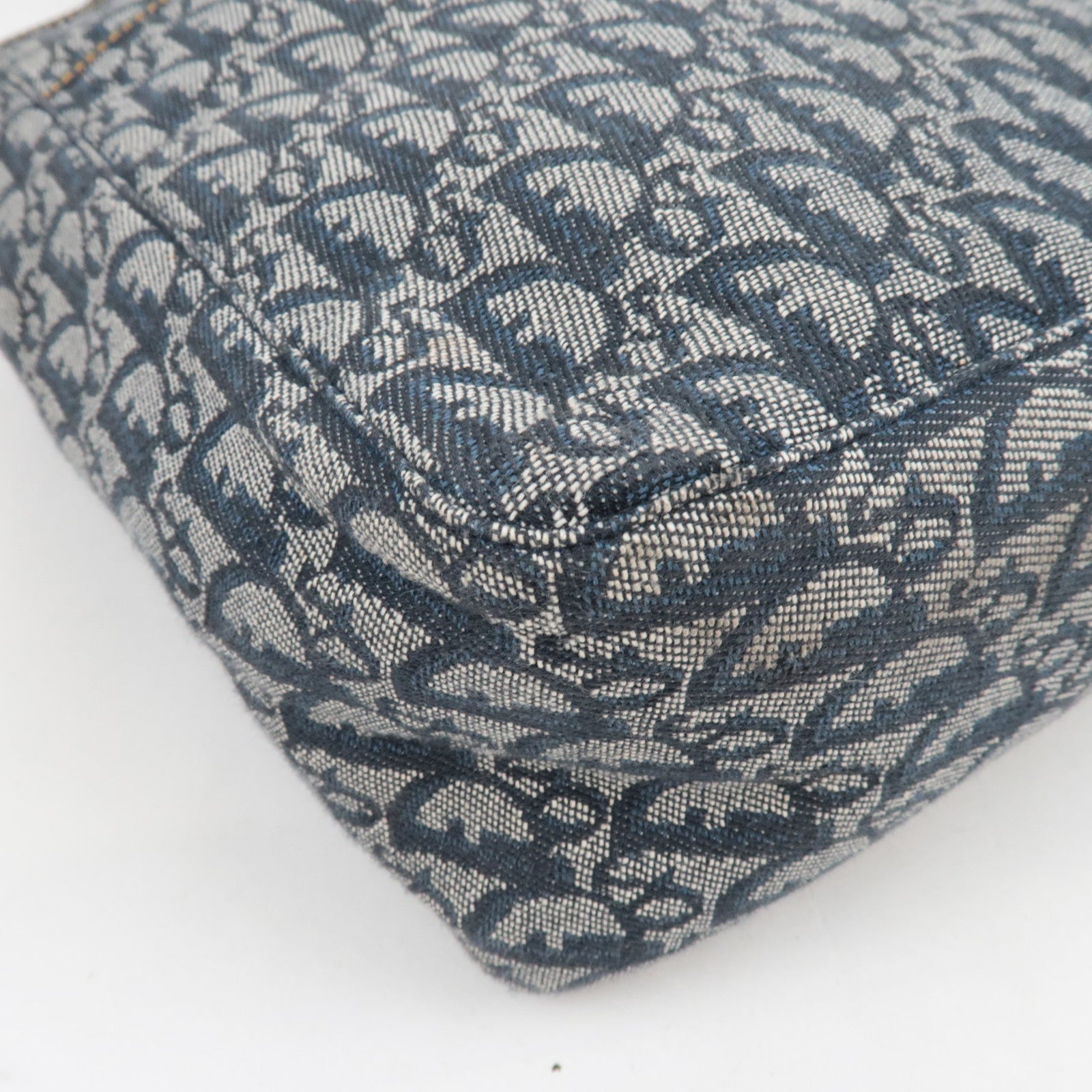 Christian Dior Trotter Tote Bag Canvas Leather Navy