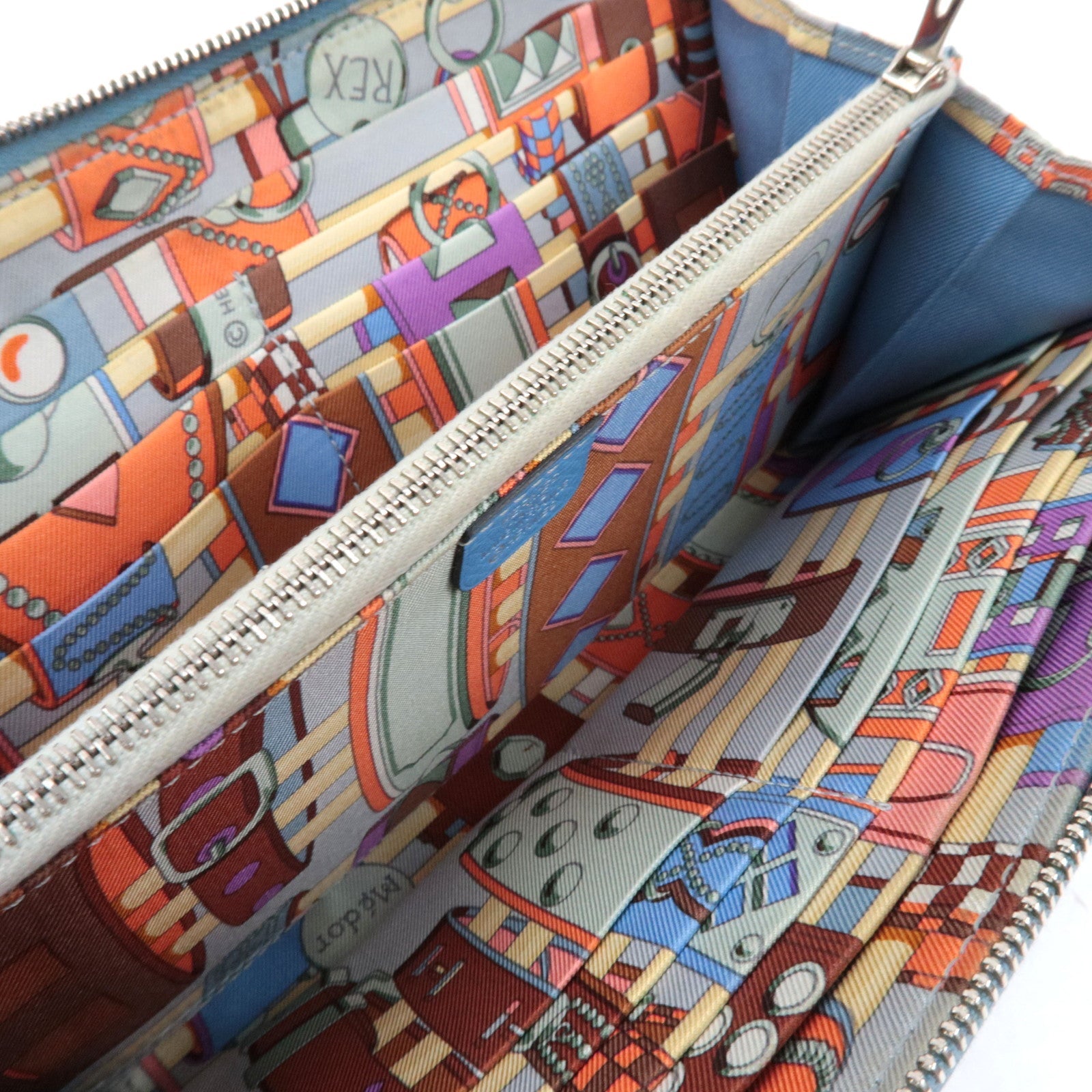 HERMES Azap Long Silkin □R Stamp (2014) Veau Epsom Blue