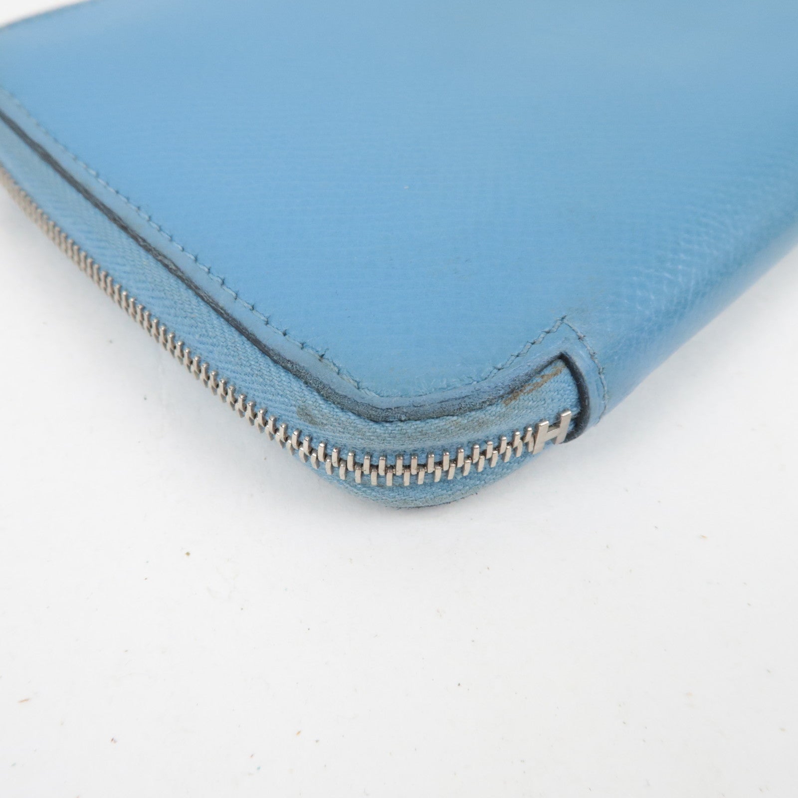 HERMES Azap Long Silkin □R Stamp (2014) Veau Epsom Blue