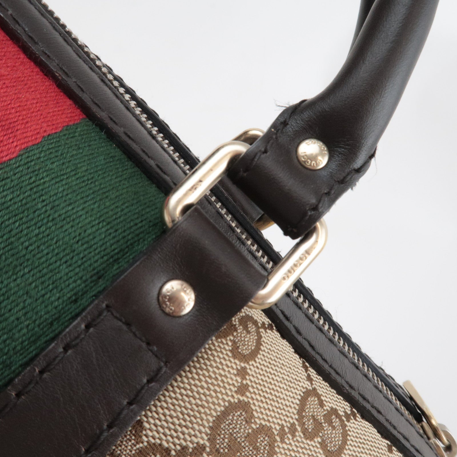 GUCCI Sherry Boston Bag GG Canvas Leather Beige Brown 247205 *Strap