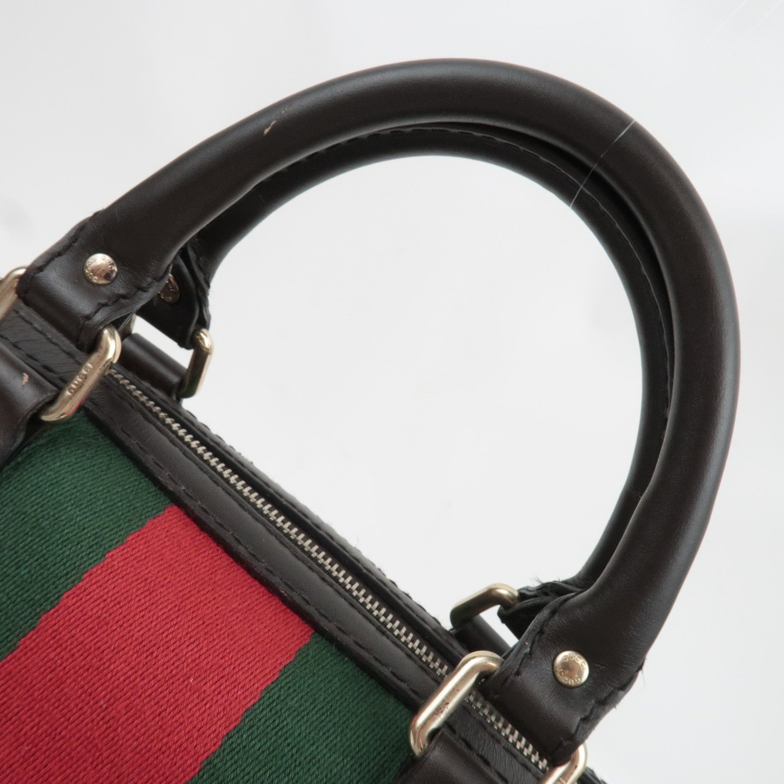 GUCCI Sherry Boston Bag GG Canvas Leather Beige Brown 247205 *Strap