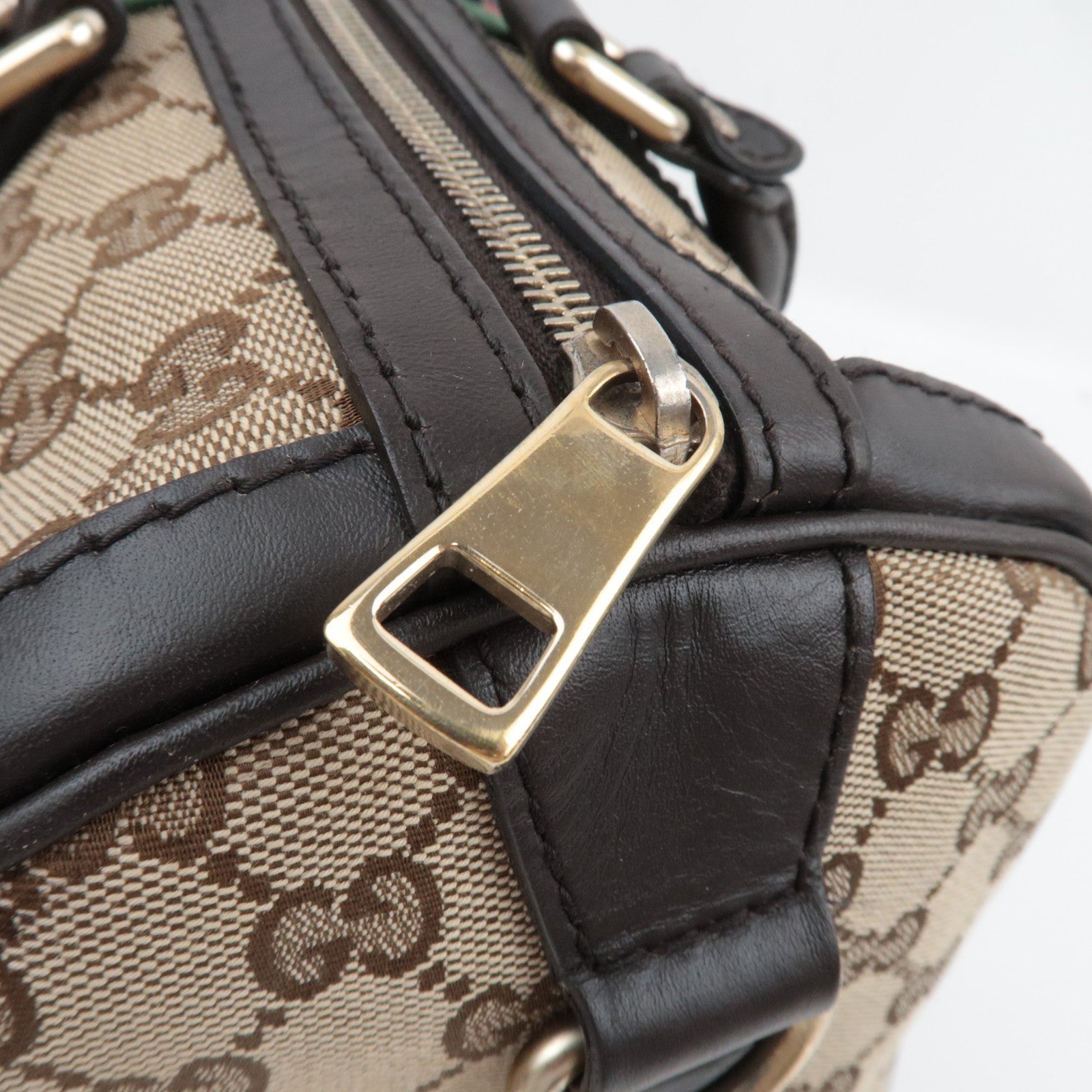 GUCCI Sherry Boston Bag GG Canvas Leather Beige Brown 247205 *Strap