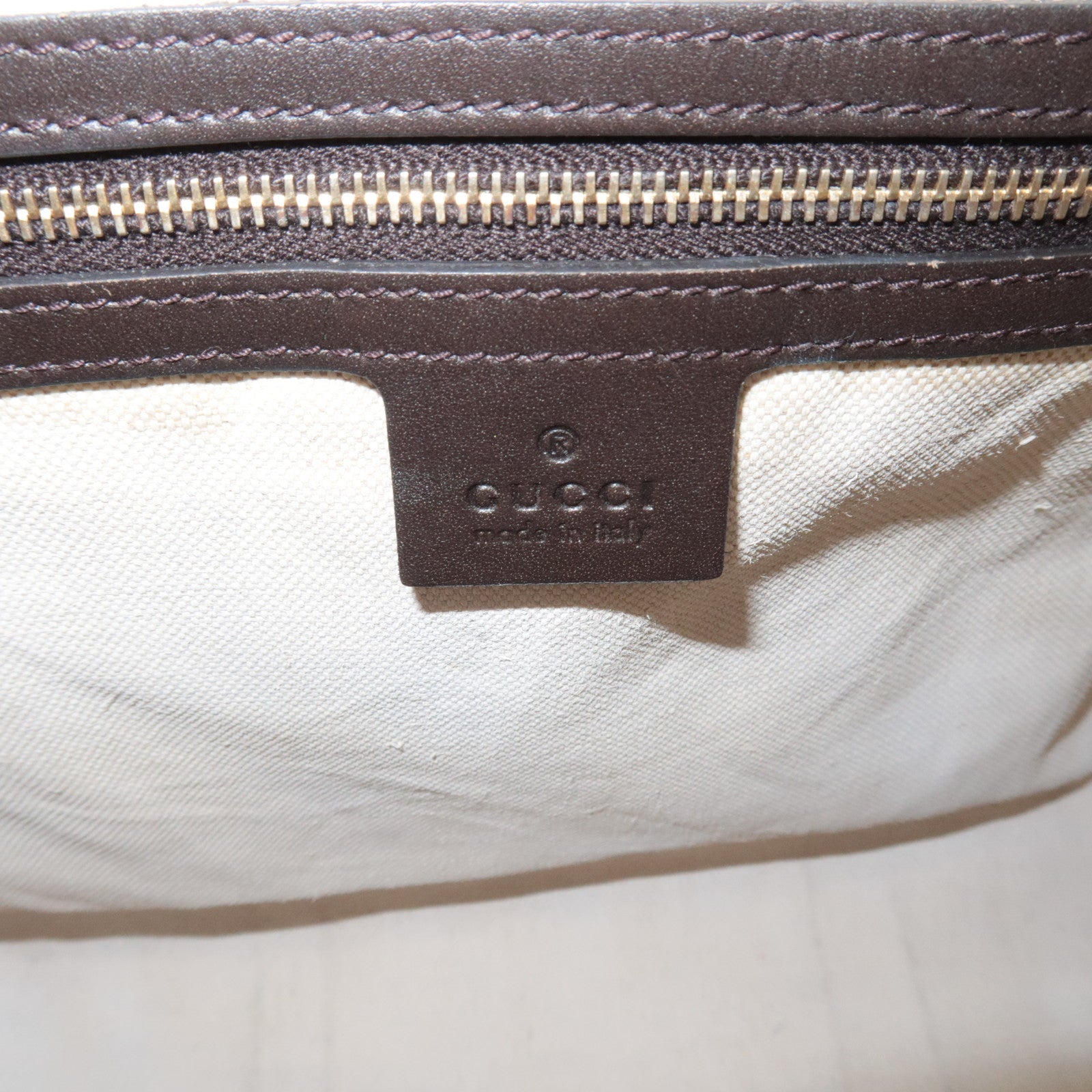 GUCCI Sherry Boston Bag GG Canvas Leather Beige Brown 247205 *Strap