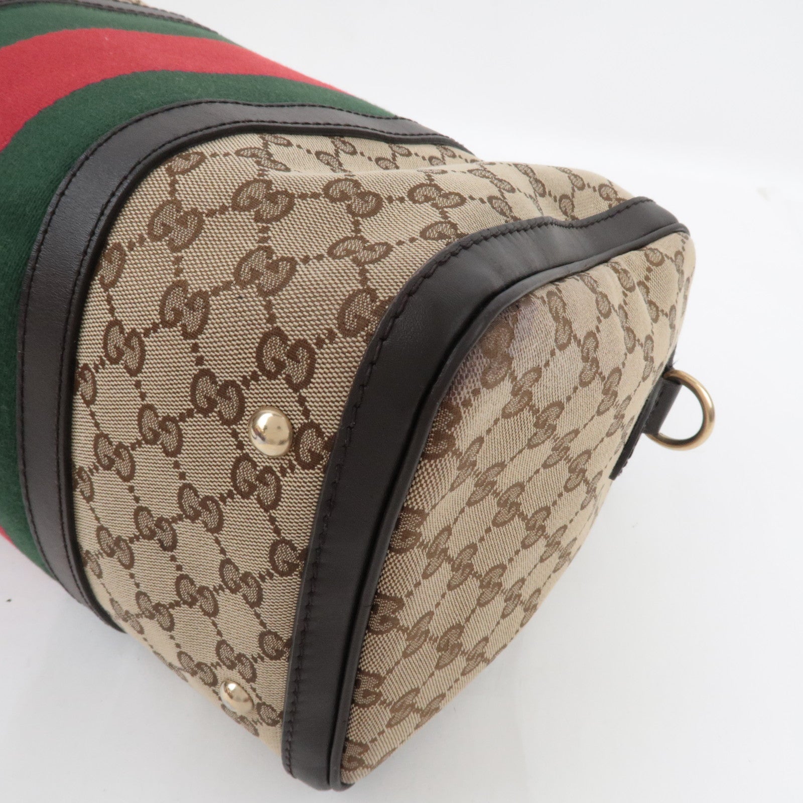 GUCCI Sherry Boston Bag GG Canvas Leather Beige Brown 247205 *Strap