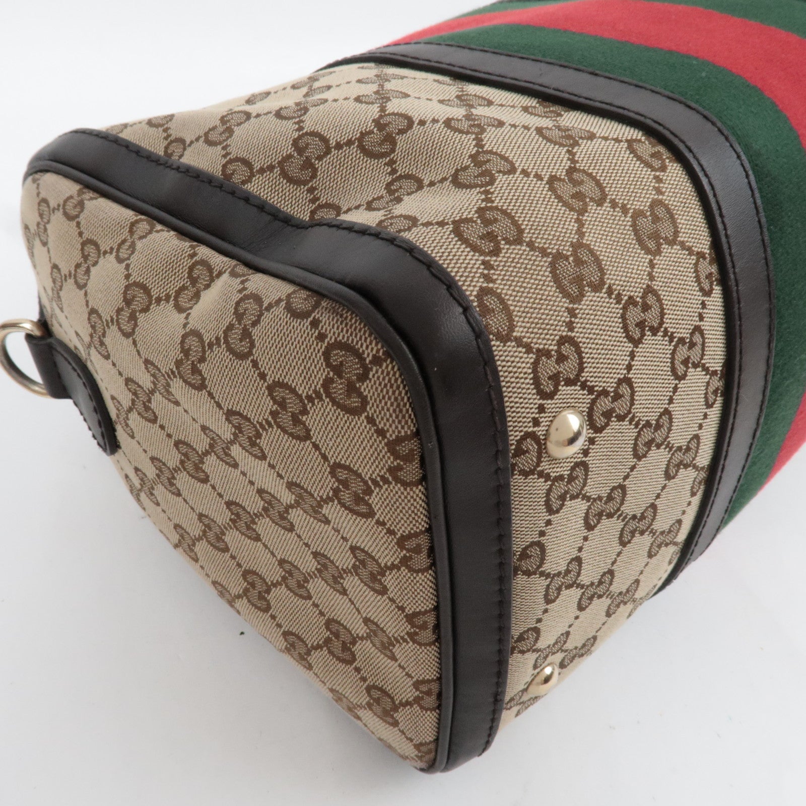 GUCCI Sherry Boston Bag GG Canvas Leather Beige Brown 247205 *Strap