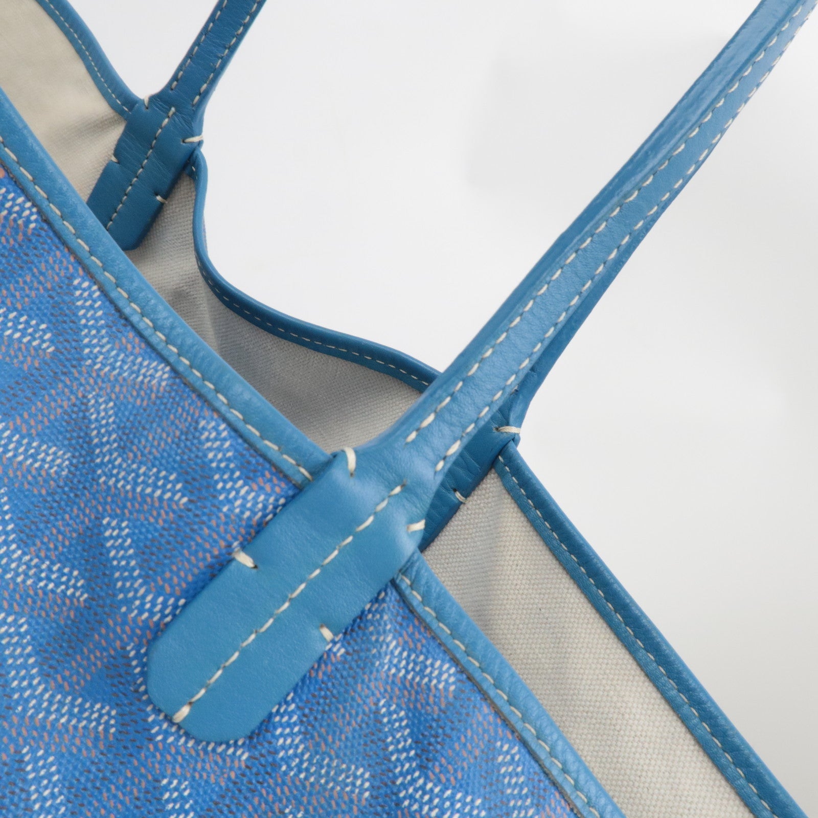 GOYARD Herringbone Saint Louis PM Tote Bag PVC Leather Blue *Pouch