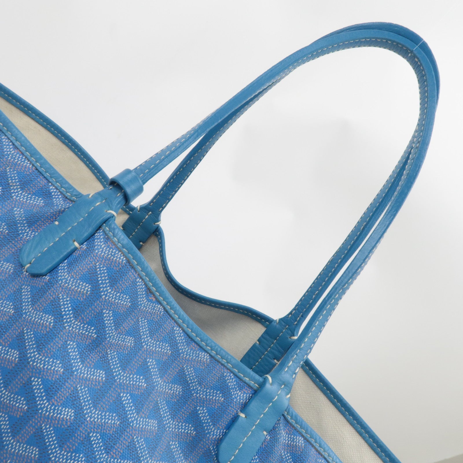 GOYARD Herringbone Saint Louis PM Tote Bag PVC Leather Blue *Pouch