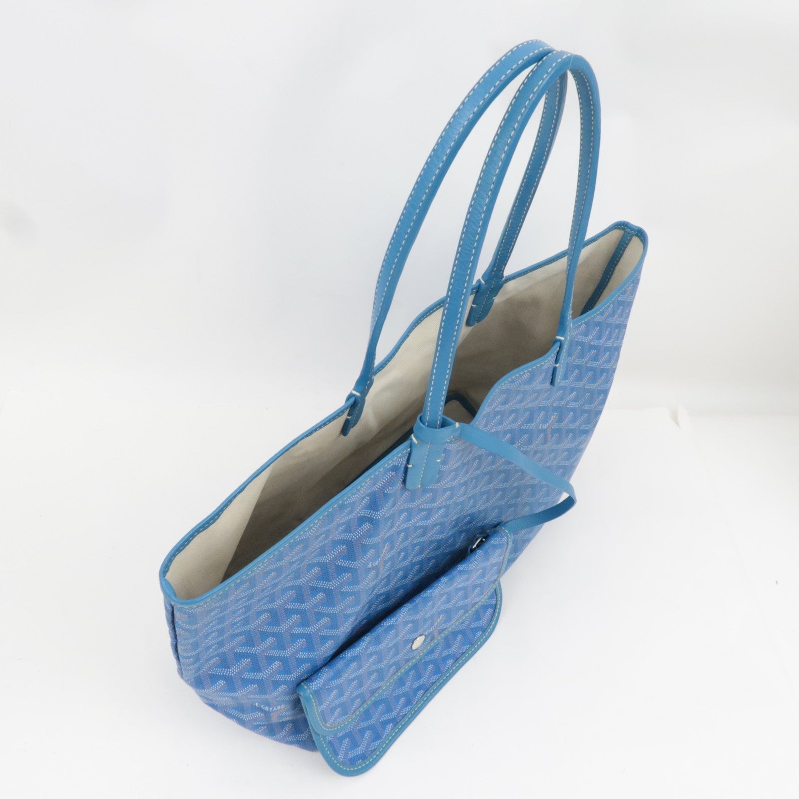 GOYARD Herringbone Saint Louis PM Tote Bag PVC Leather Blue *Pouch