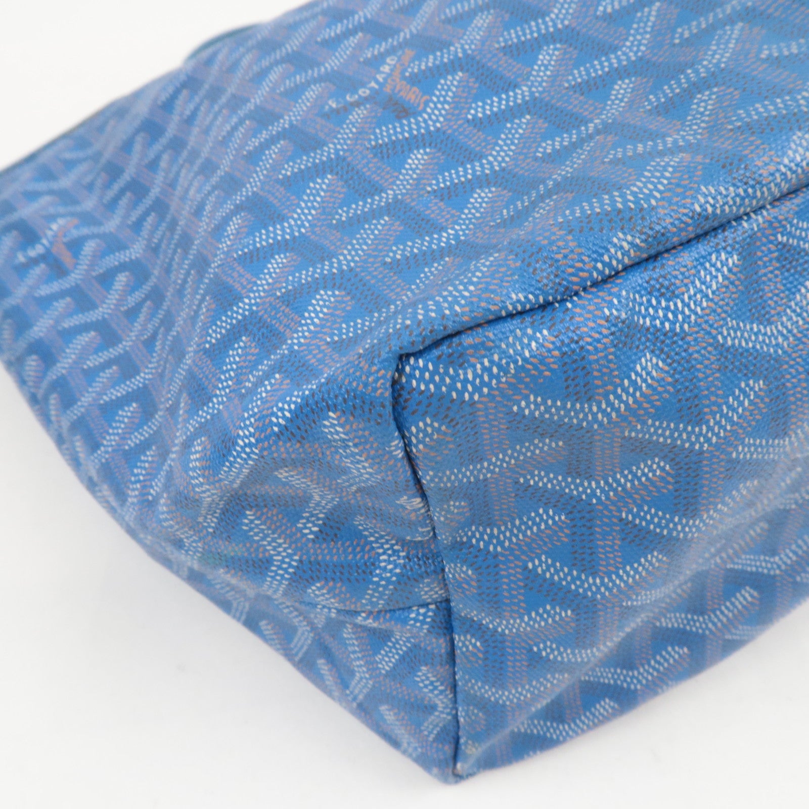 GOYARD Herringbone Saint Louis PM Tote Bag PVC Leather Blue *Pouch