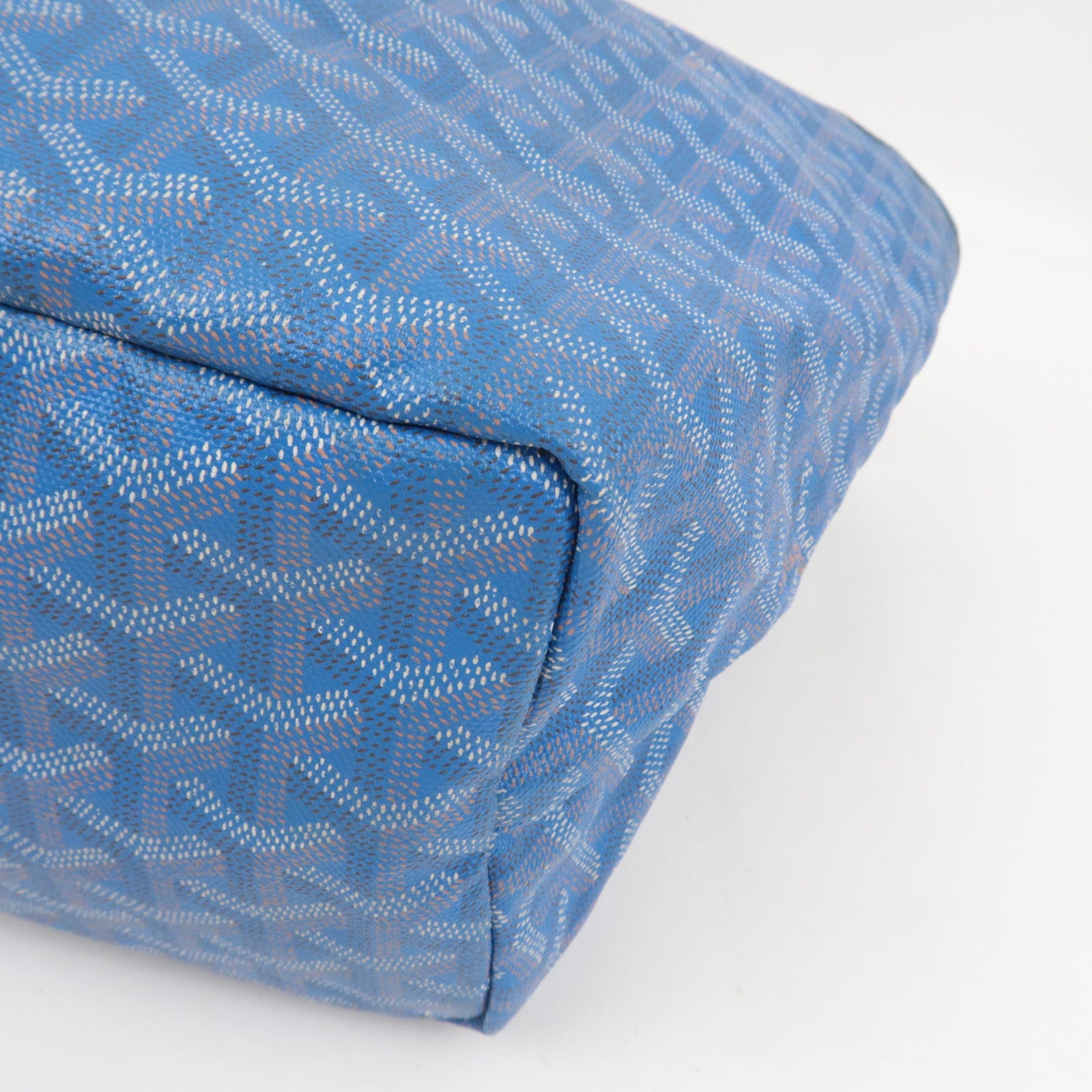 GOYARD Herringbone Saint Louis PM Tote Bag PVC Leather Blue *Pouch