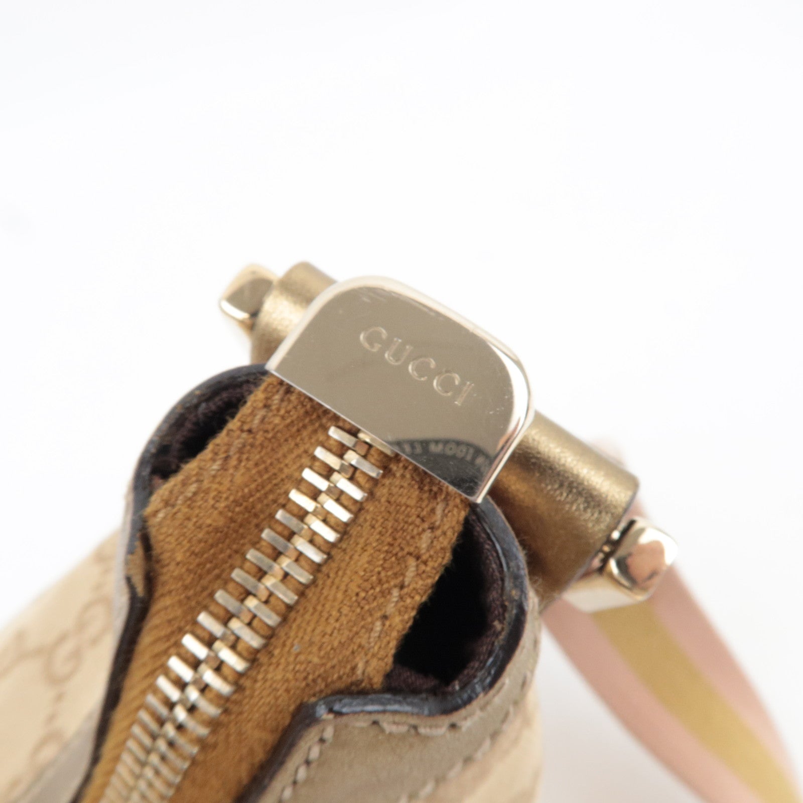 GUCCI Sherry Shoulder Bag GG Canvas Leather Beige Gold 181092