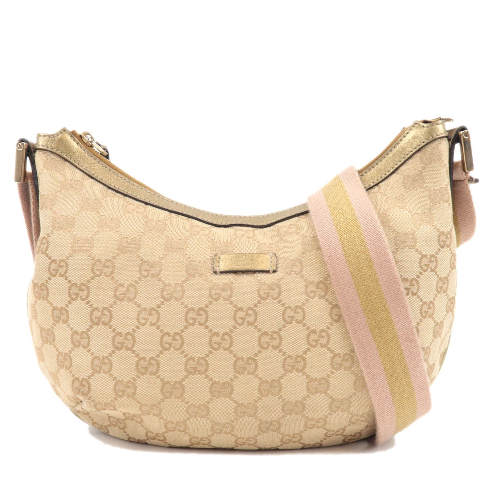 GUCCI Sherry Shoulder Bag GG Canvas Leather Beige Gold 18109278652