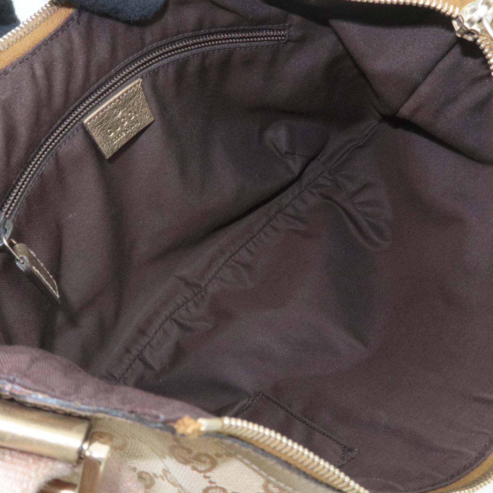 GUCCI Sherry Shoulder Bag GG Canvas Leather Beige Gold 181092