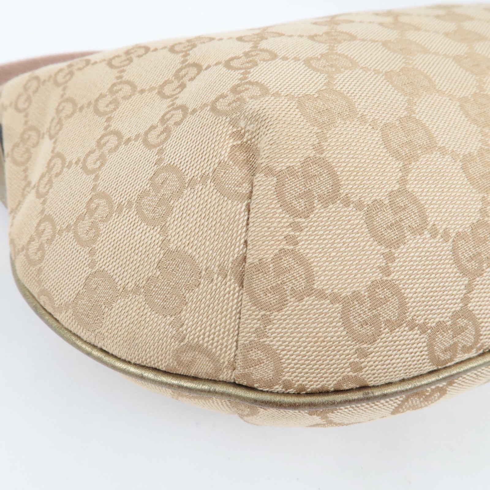 GUCCI Sherry Shoulder Bag GG Canvas Leather Beige Gold 181092