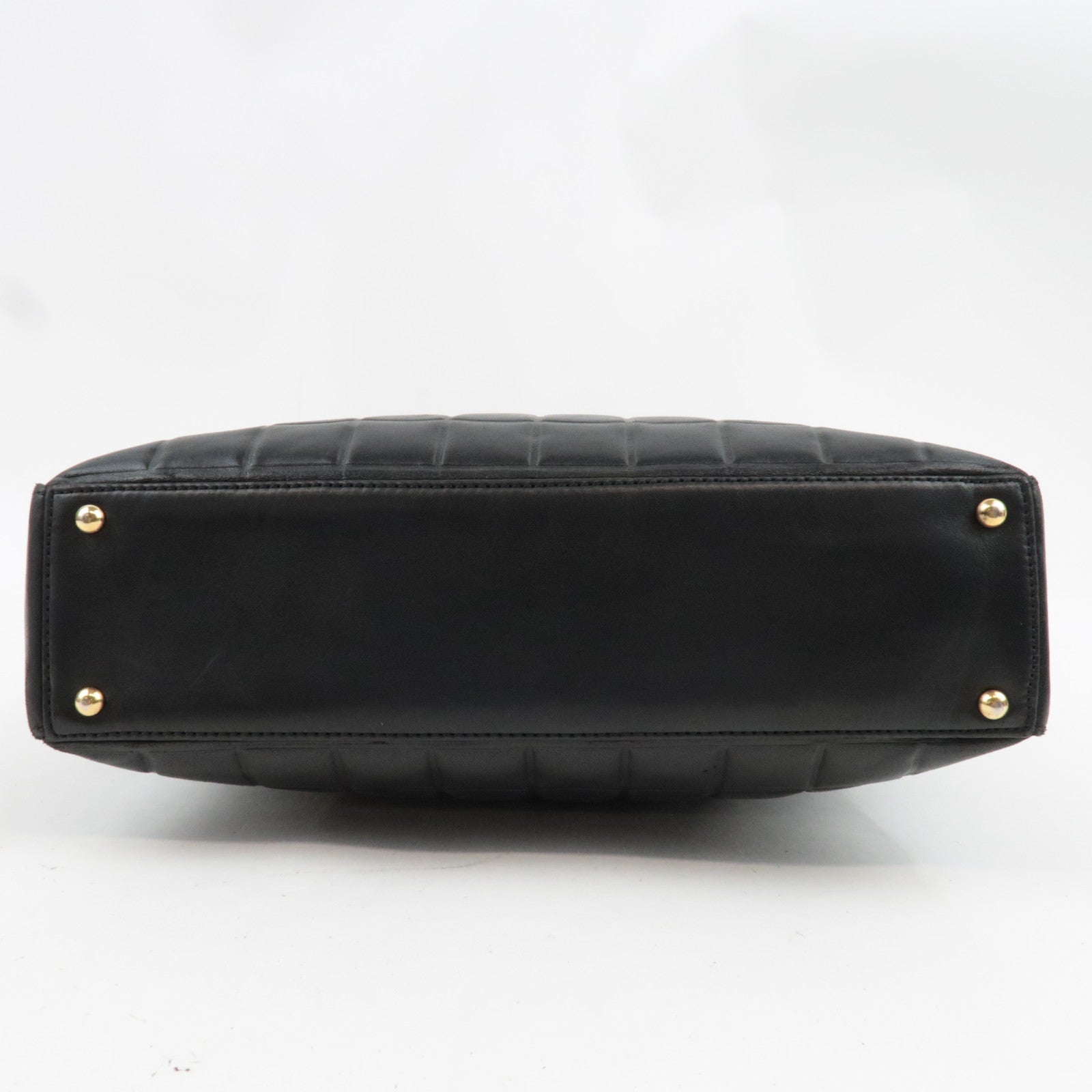 CHANEL Chocolate Bar Tote Bag Vertical Lambskin Black Gold HDW 6915147