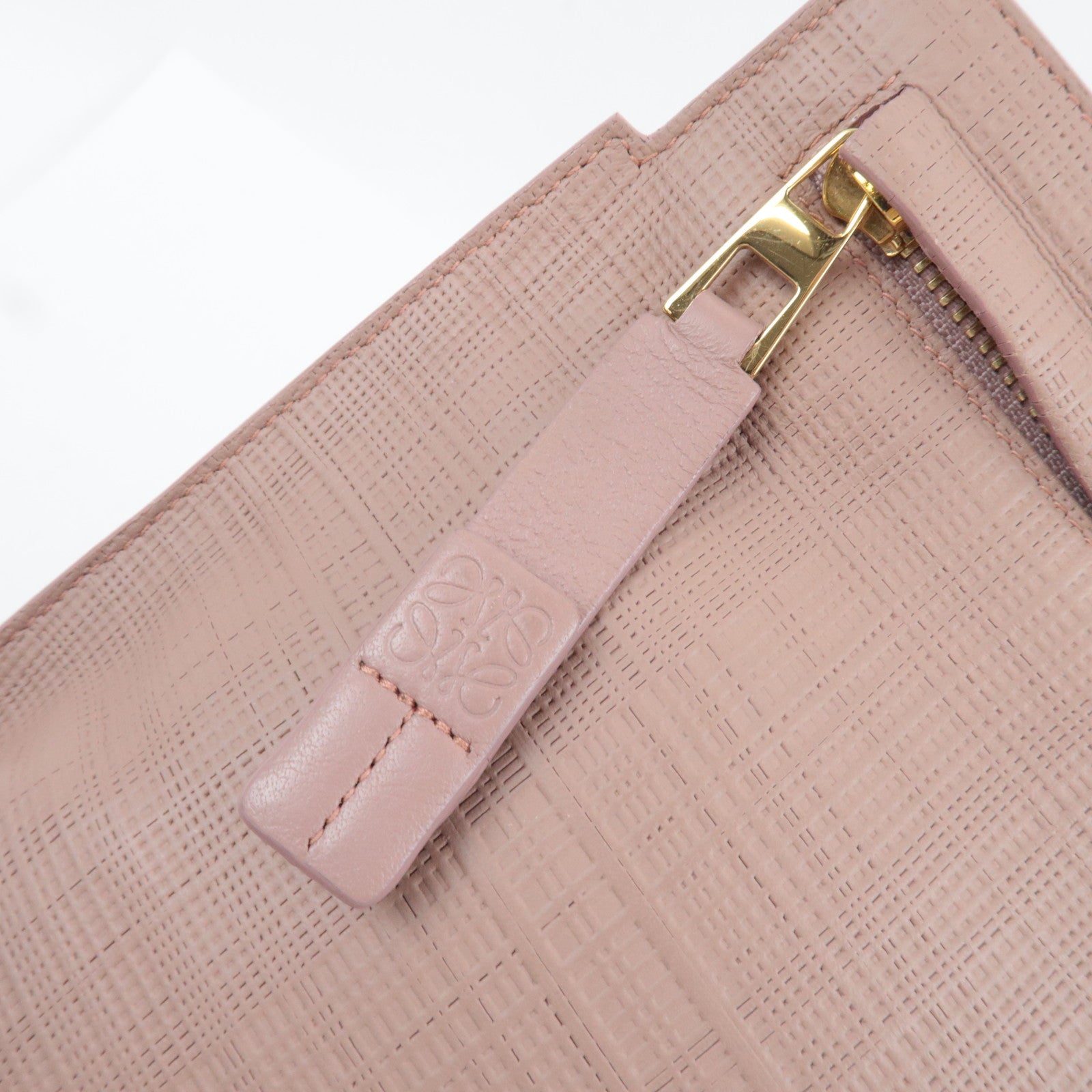 LOEWE T Pouch Clutch Bag Leather Pink Beige *Dust bag