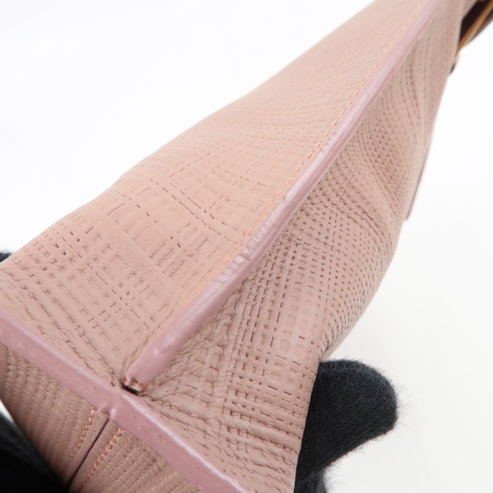 LOEWE T Pouch Clutch Bag Leather Pink Beige *Dust bag