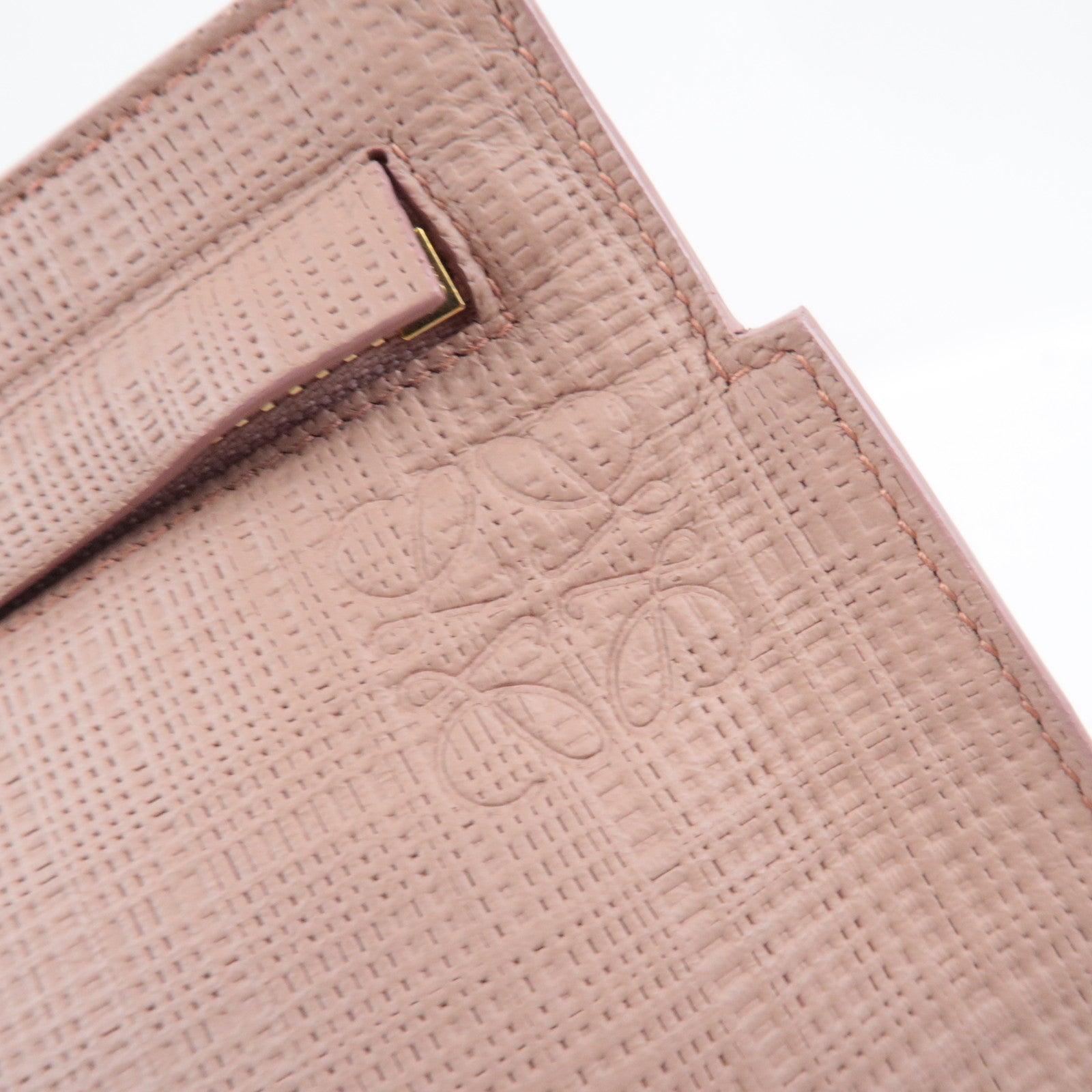 LOEWE T Pouch Clutch Bag Leather Pink Beige *Dust bag