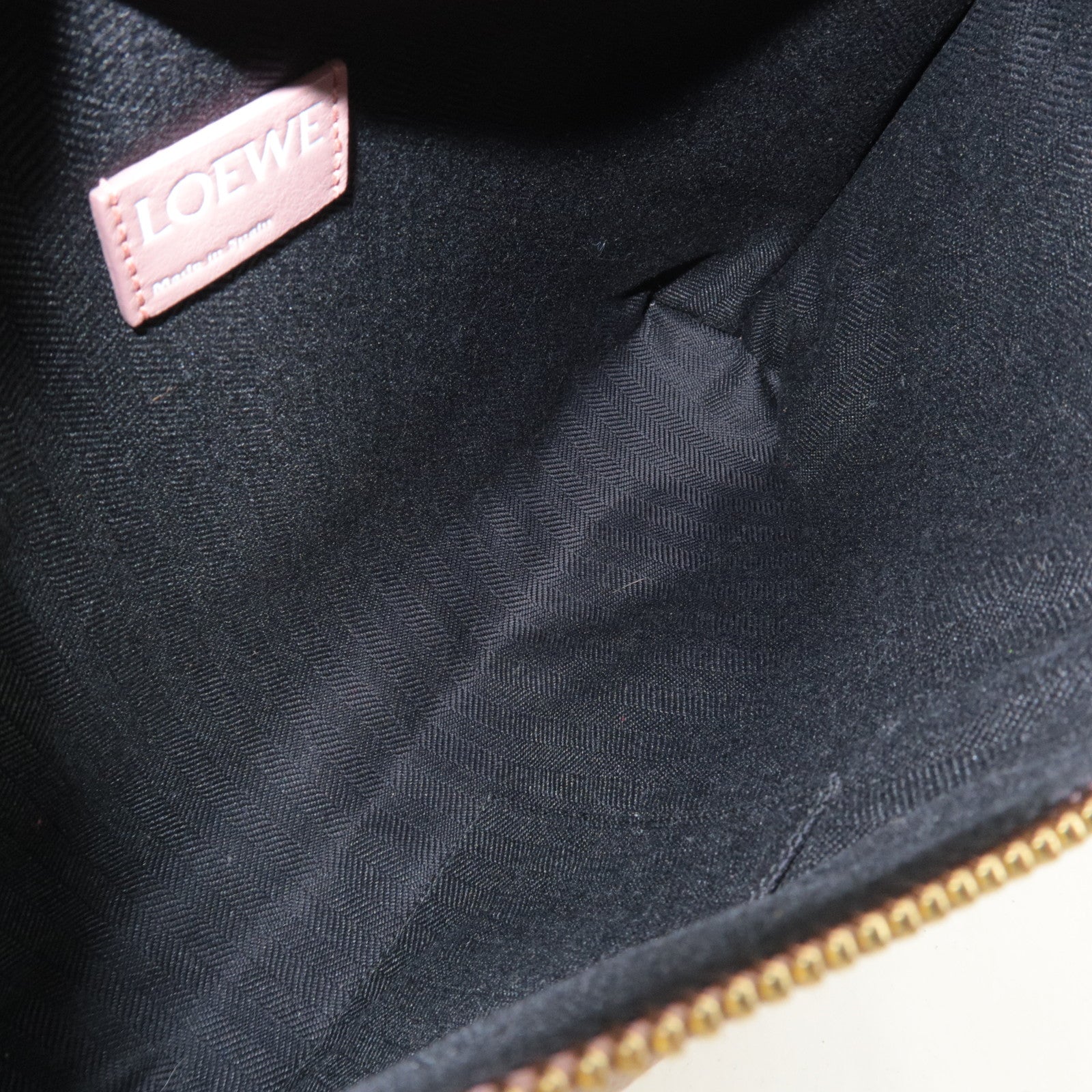 LOEWE T Pouch Clutch Bag Leather Pink Beige *Dust bag