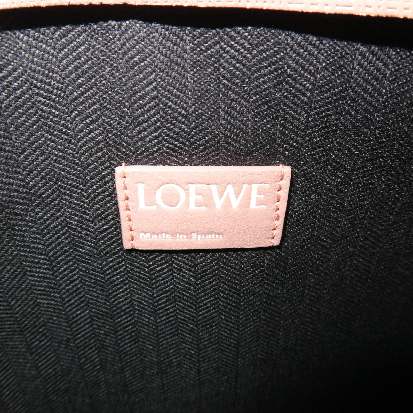 LOEWE T Pouch Clutch Bag Leather Pink Beige *Dust bag