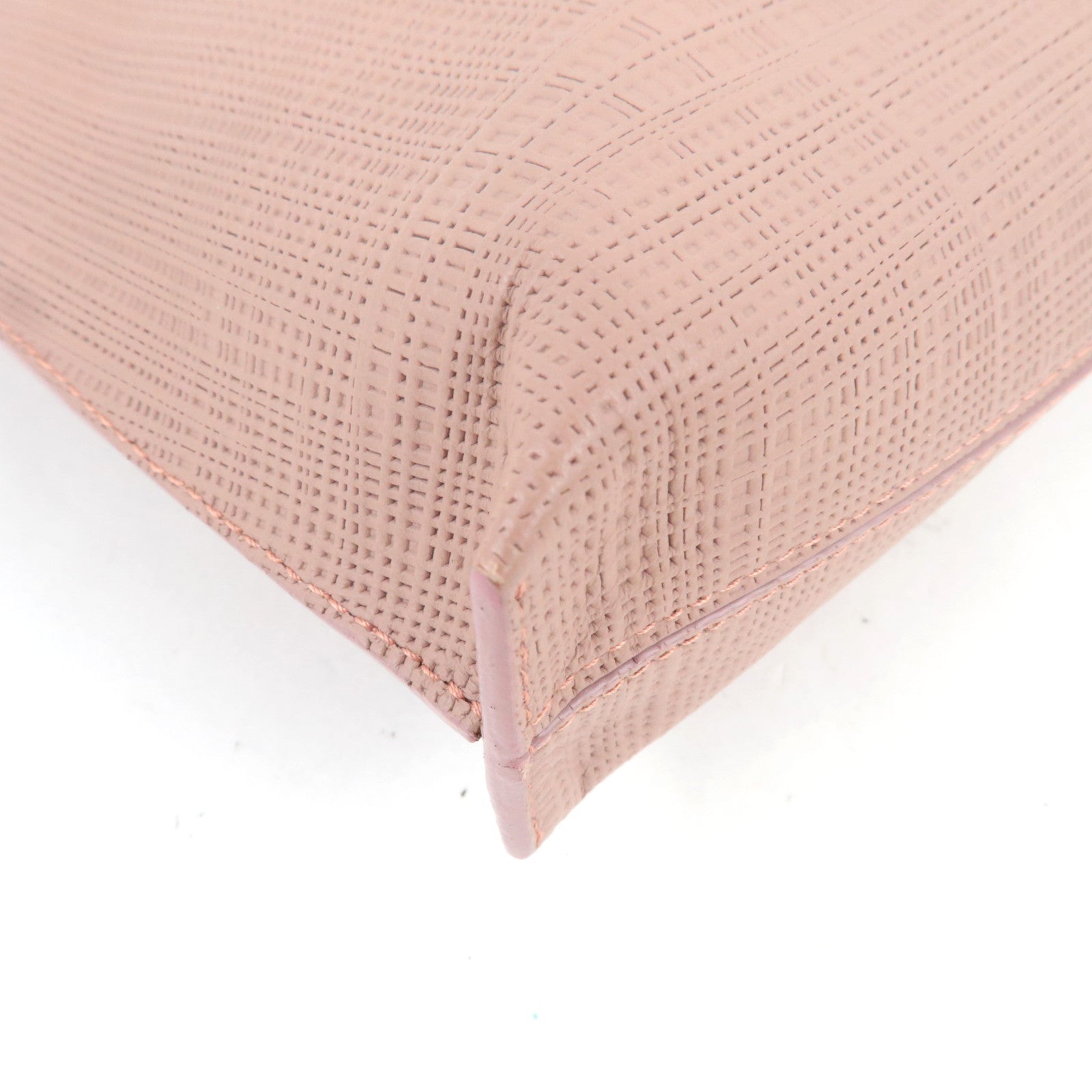 LOEWE T Pouch Clutch Bag Leather Pink Beige *Dust bag