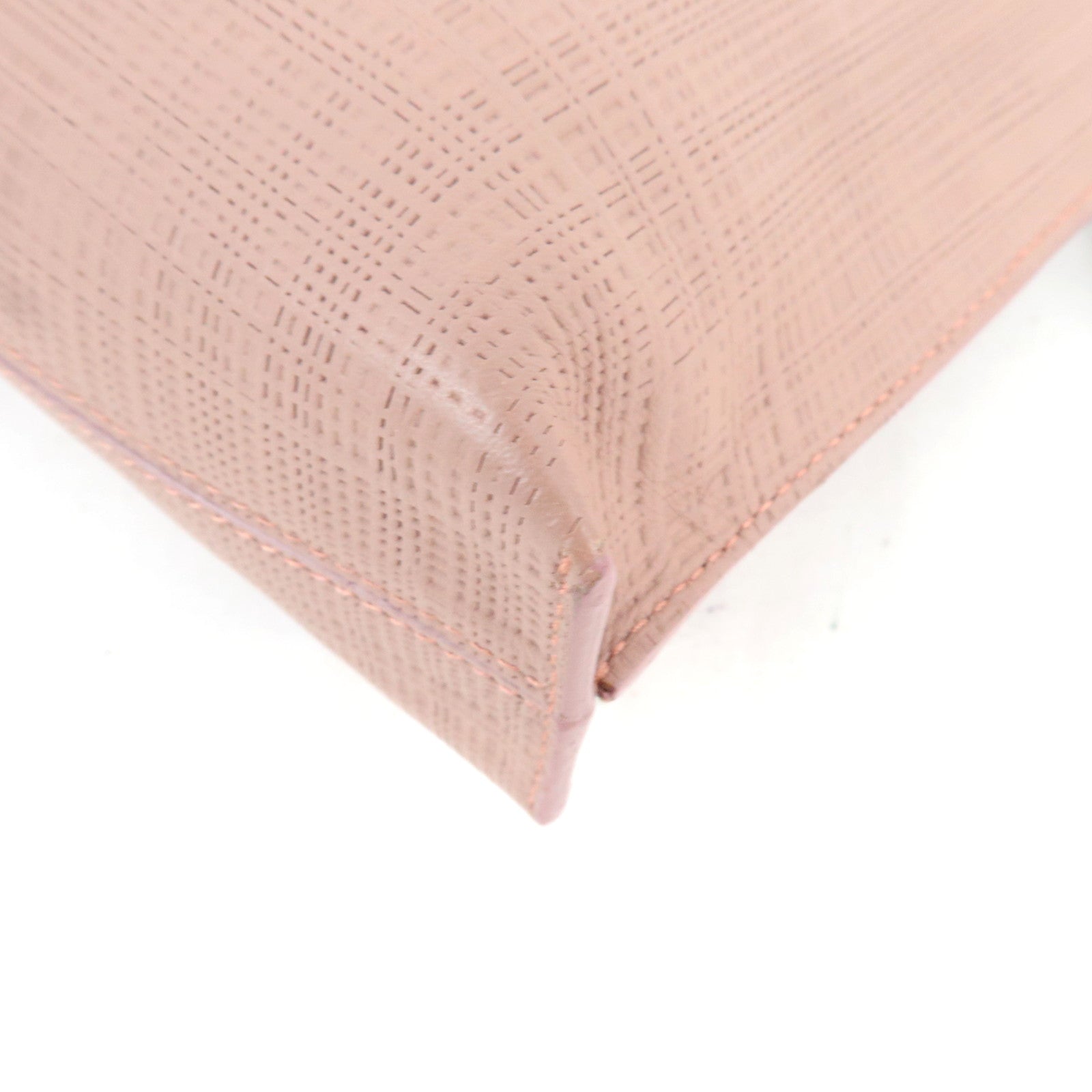 LOEWE T Pouch Clutch Bag Leather Pink Beige *Dust bag