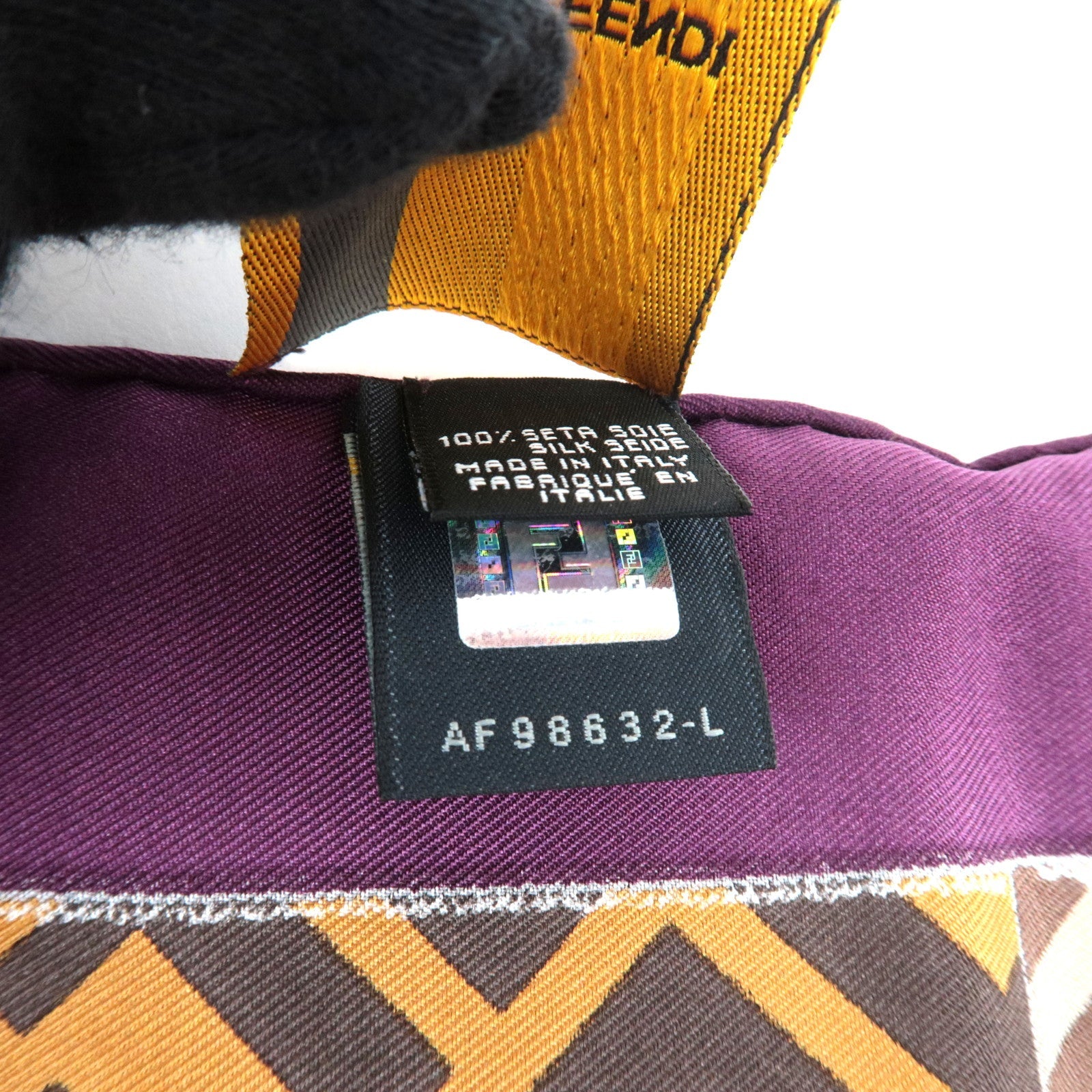 FENDI Zucca Zucchino Puzzle Print Scarf 100% Silk Brown Beige *Paper case