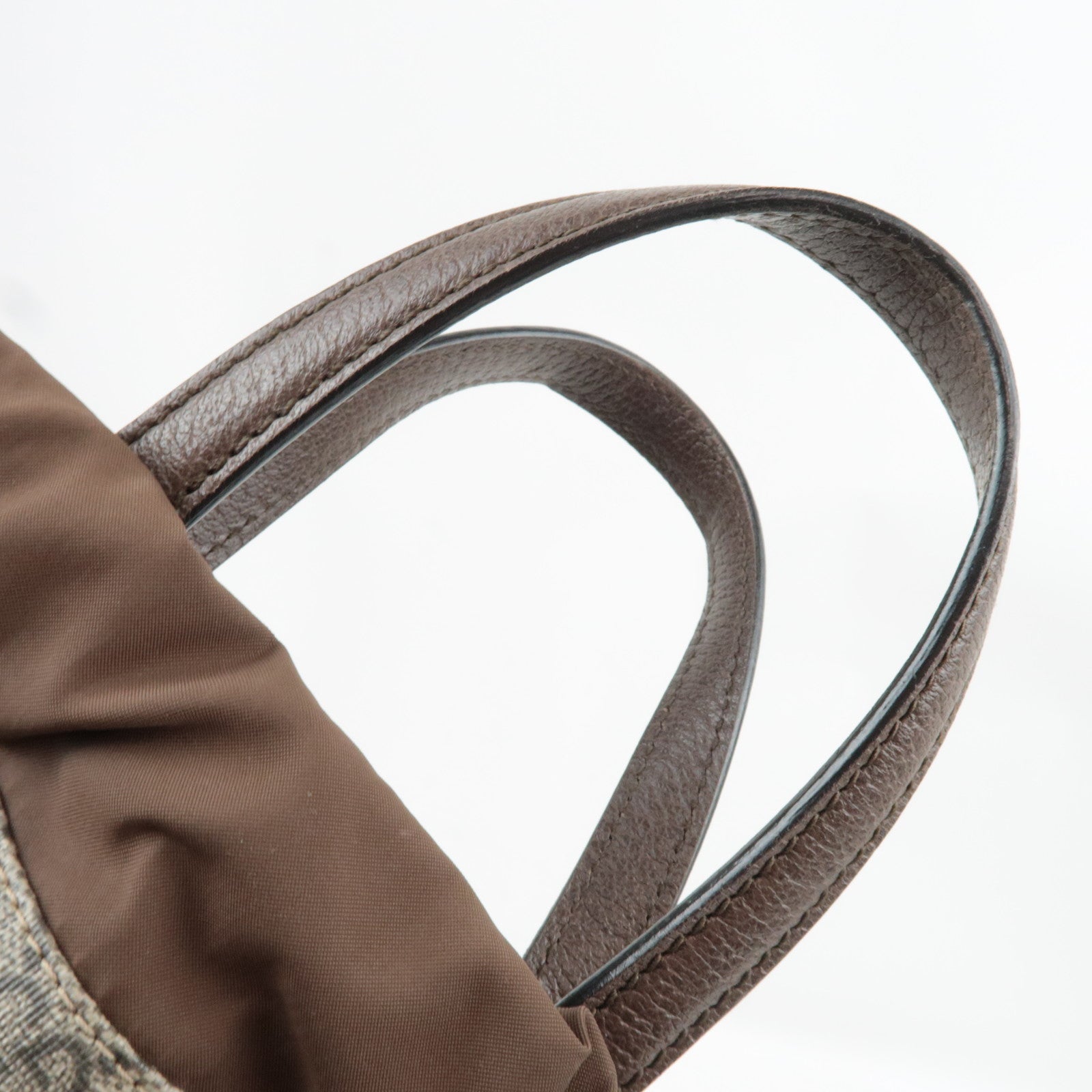 GUCCI GG Supreme Drawstring Backpack Leather Nylon Beige Brown Yellow 473872