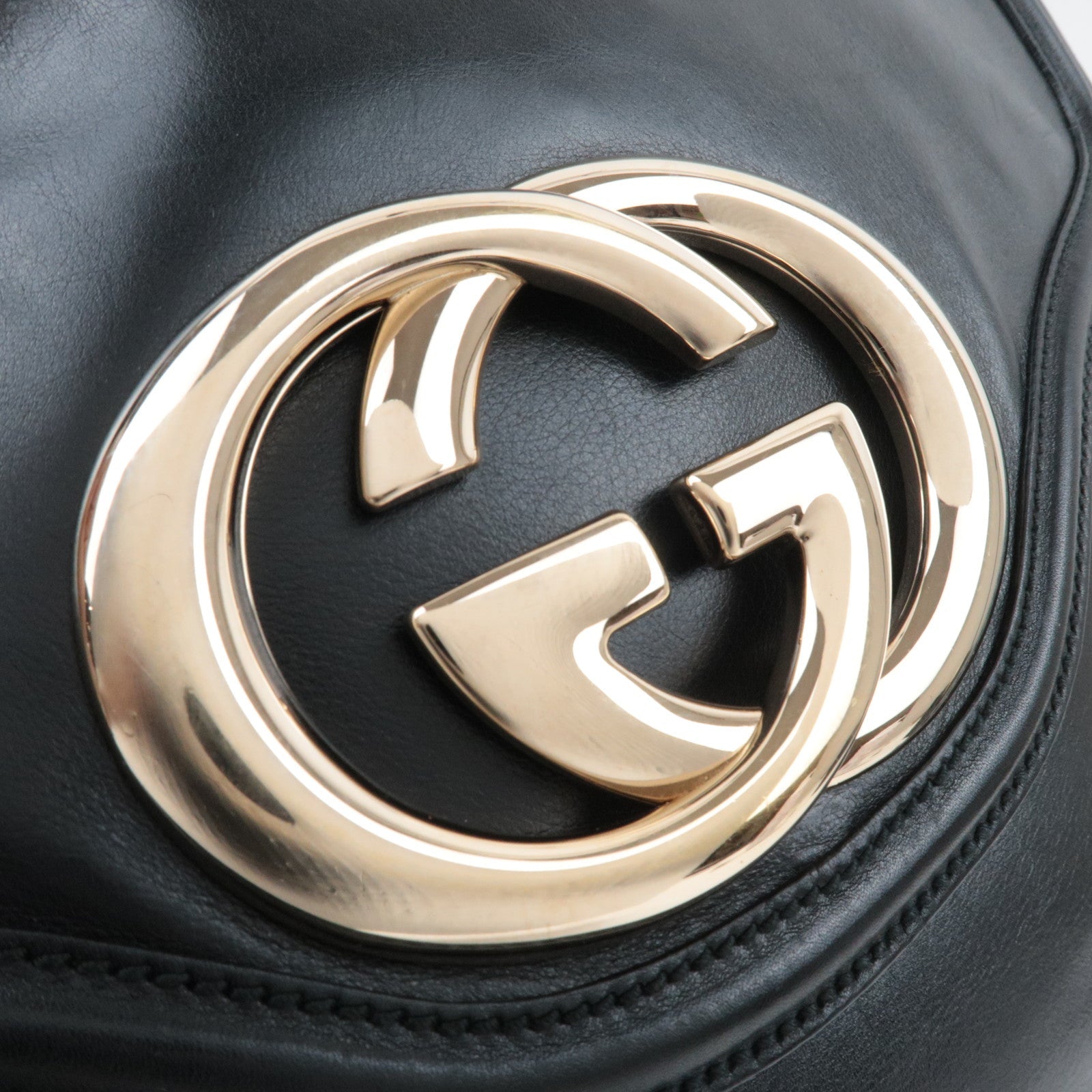 GUCCI Interlocking G One-Shoulder Bag Leather Black 167732