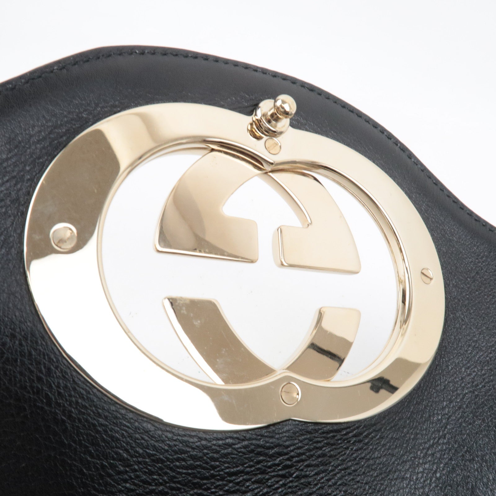 GUCCI Interlocking G One-Shoulder Bag Leather Black 167732