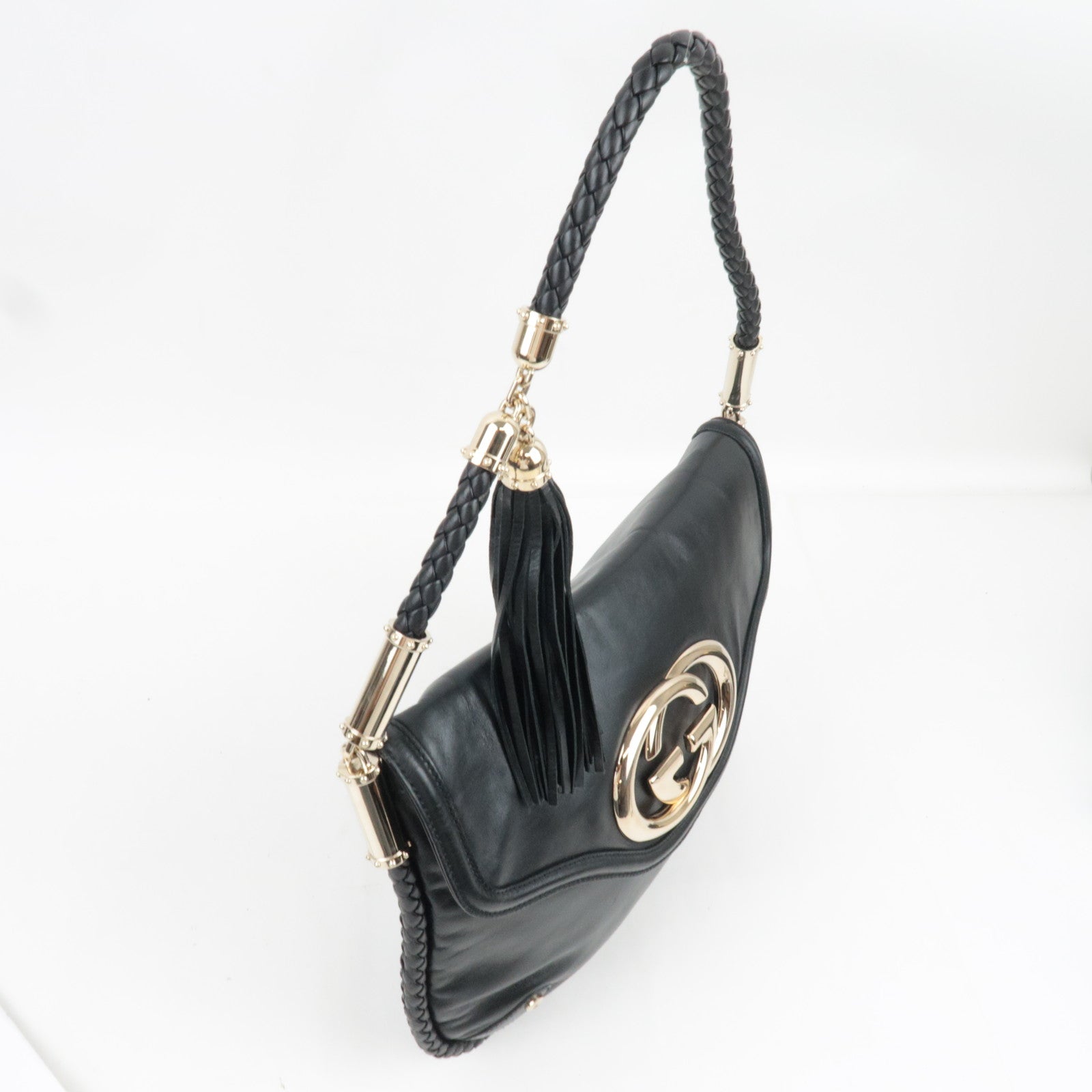 GUCCI Interlocking G One-Shoulder Bag Leather Black 167732