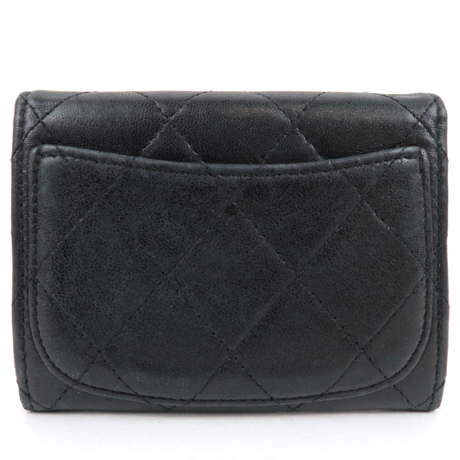 CHANEL Matelasse Card Case Lambskin Black Silver HDW 13736834 *Box, G card