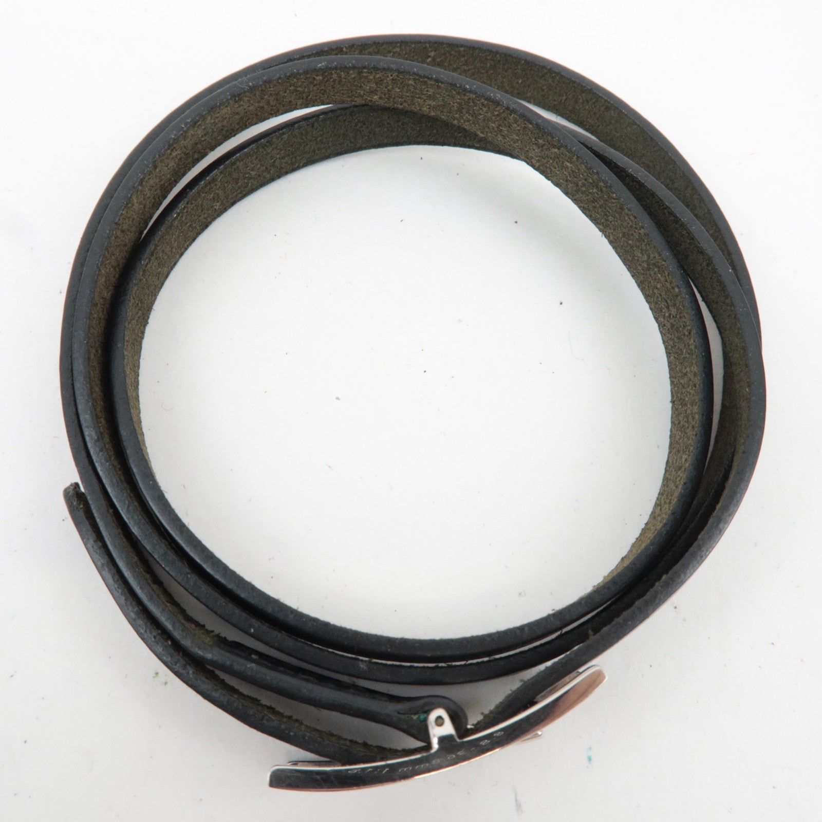 HERMES Hapi 3 Bracelet □E Stamp (2001) Leather Black Silver HDW