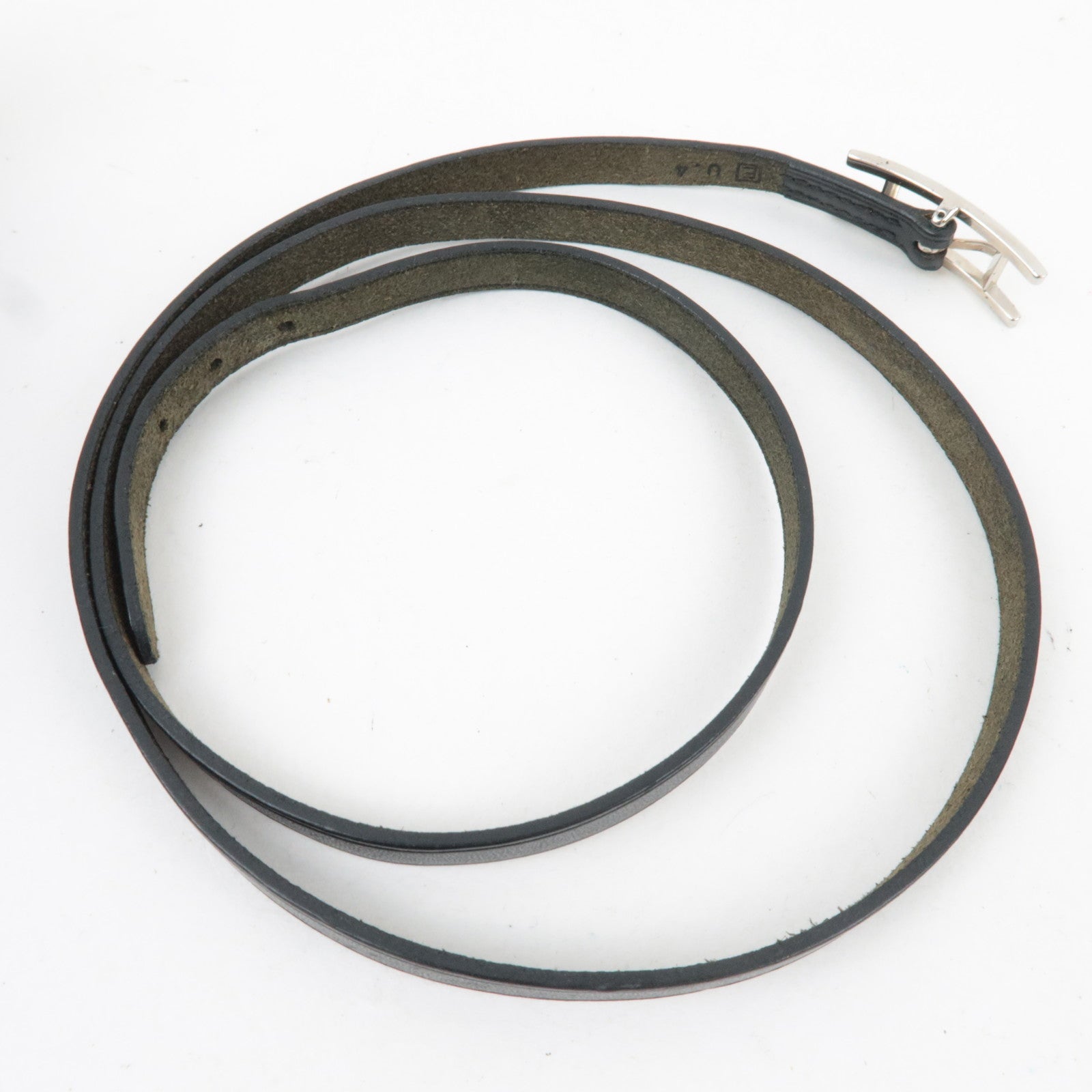 HERMES Hapi 3 Bracelet □E Stamp (2001) Leather Black Silver HDW