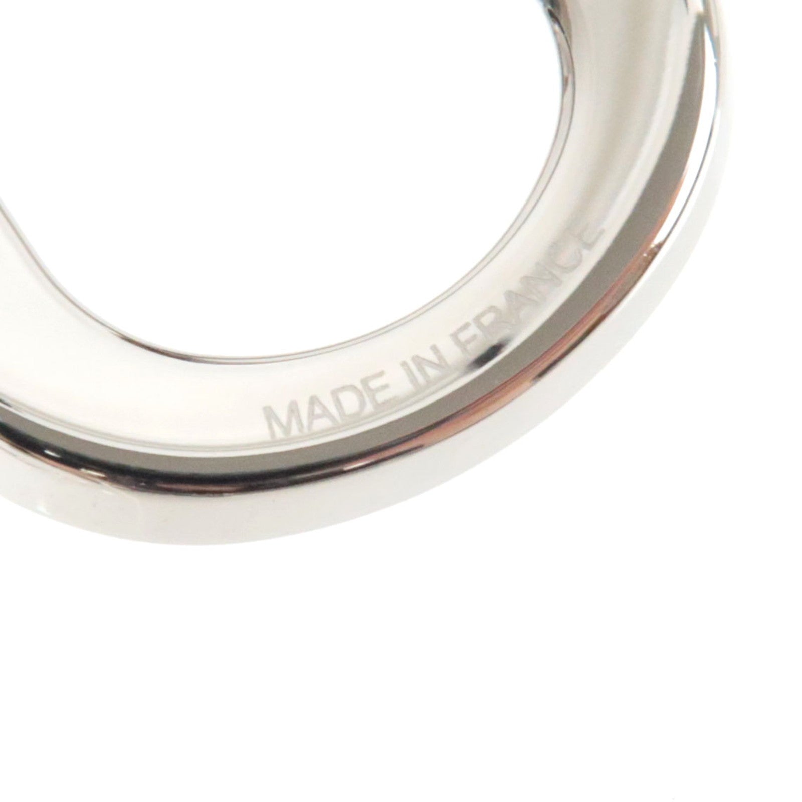 HERMES Mini Buckle Scarf Ring Metal Silver Red