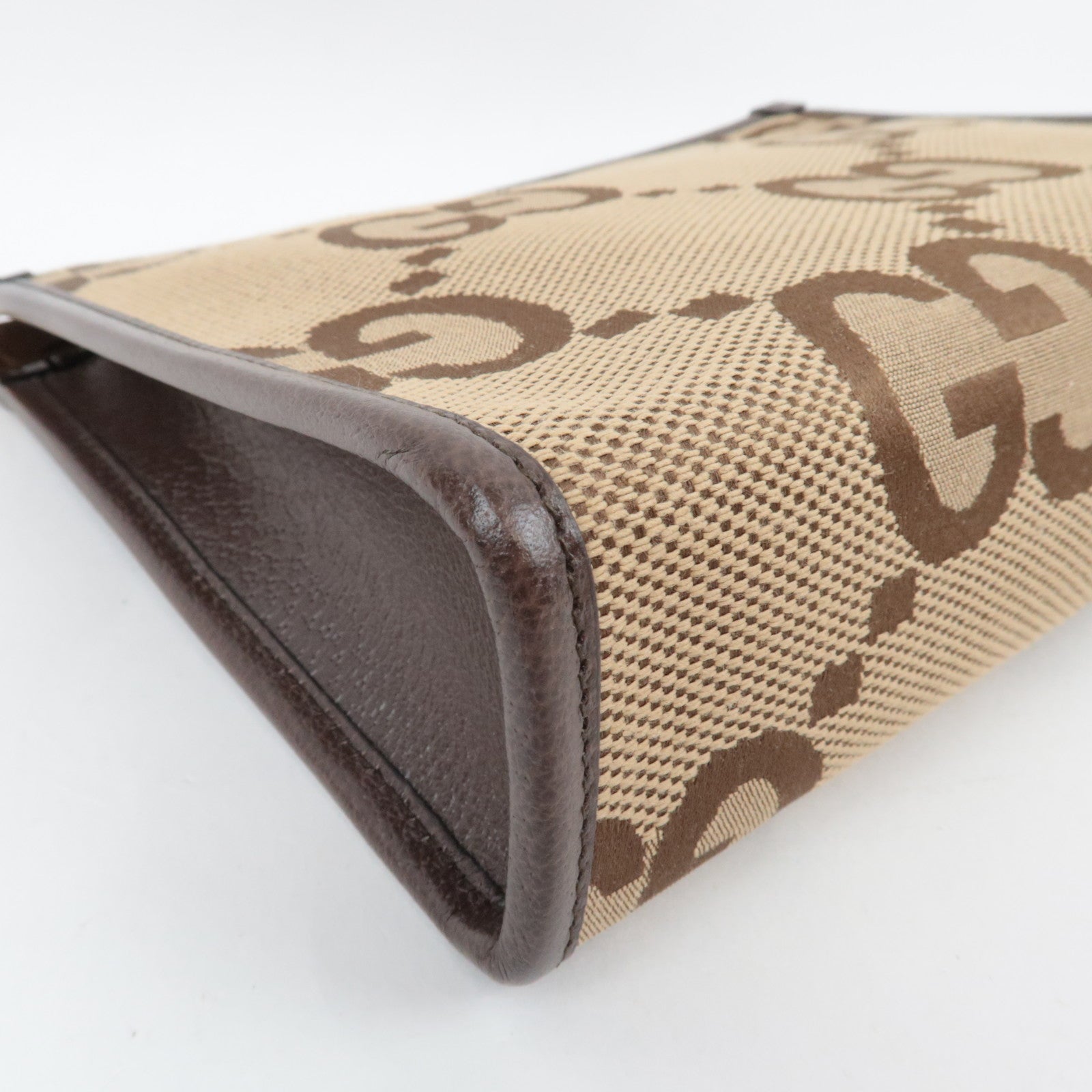 GUCCI Jumbo GG Clutch Bag Canvas Leather Beige Brown 699318 *Dust bag