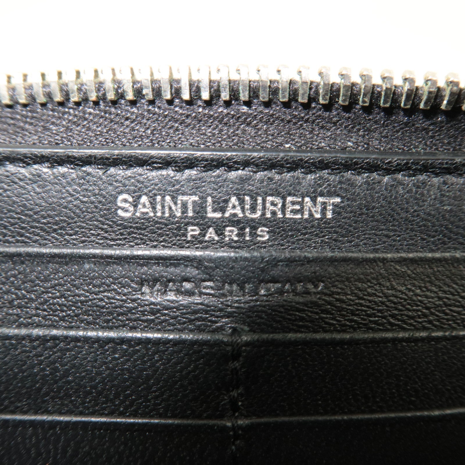 Saint Laurent Round Zipper Long Wallet Leather Black 508161 *Box, Dust bag