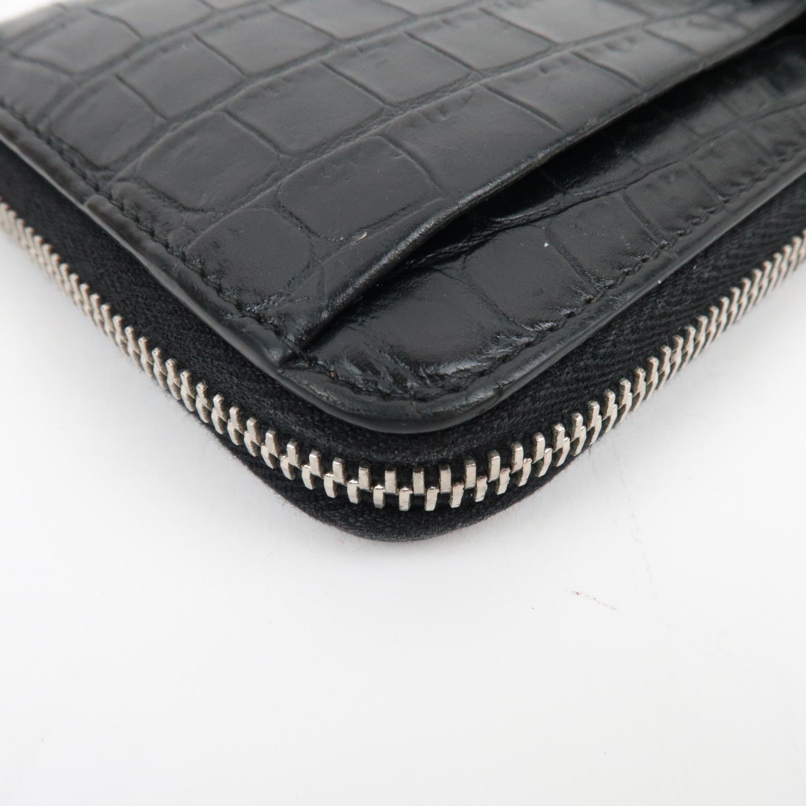 Saint Laurent Round Zipper Long Wallet Leather Black 508161 *Box, Dust bag