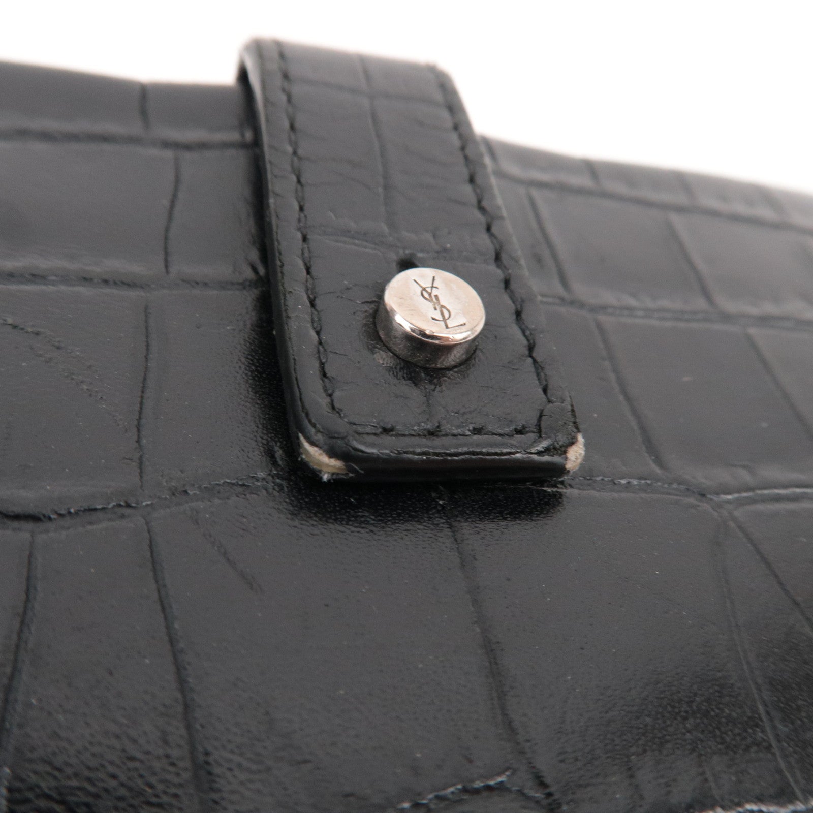 Saint Laurent Round Zipper Long Wallet Leather Black 508161 *Box, Dust bag