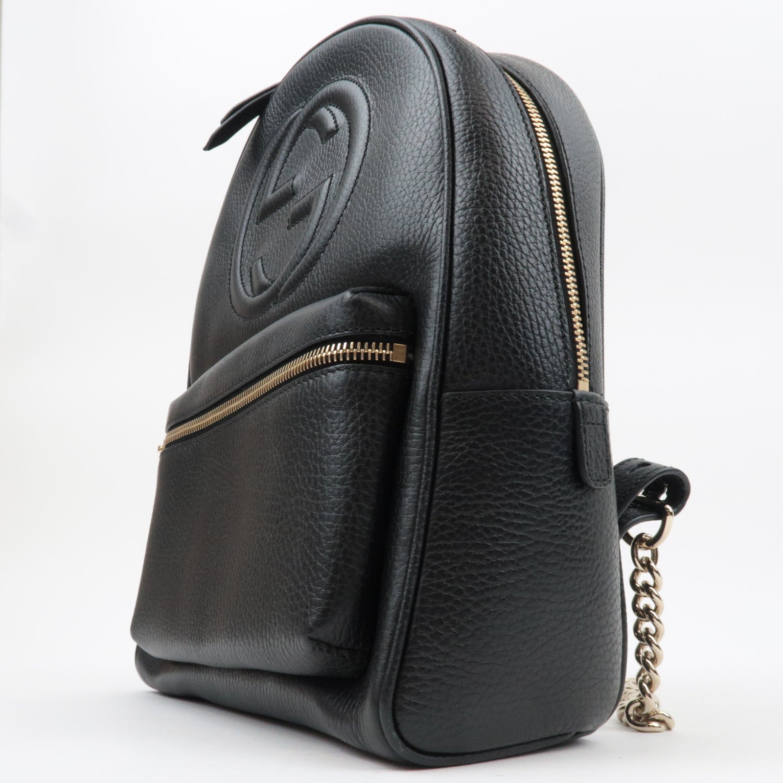 GUCCI Soho Interlocking G Backpack Leather Black 536192 *Dust bag