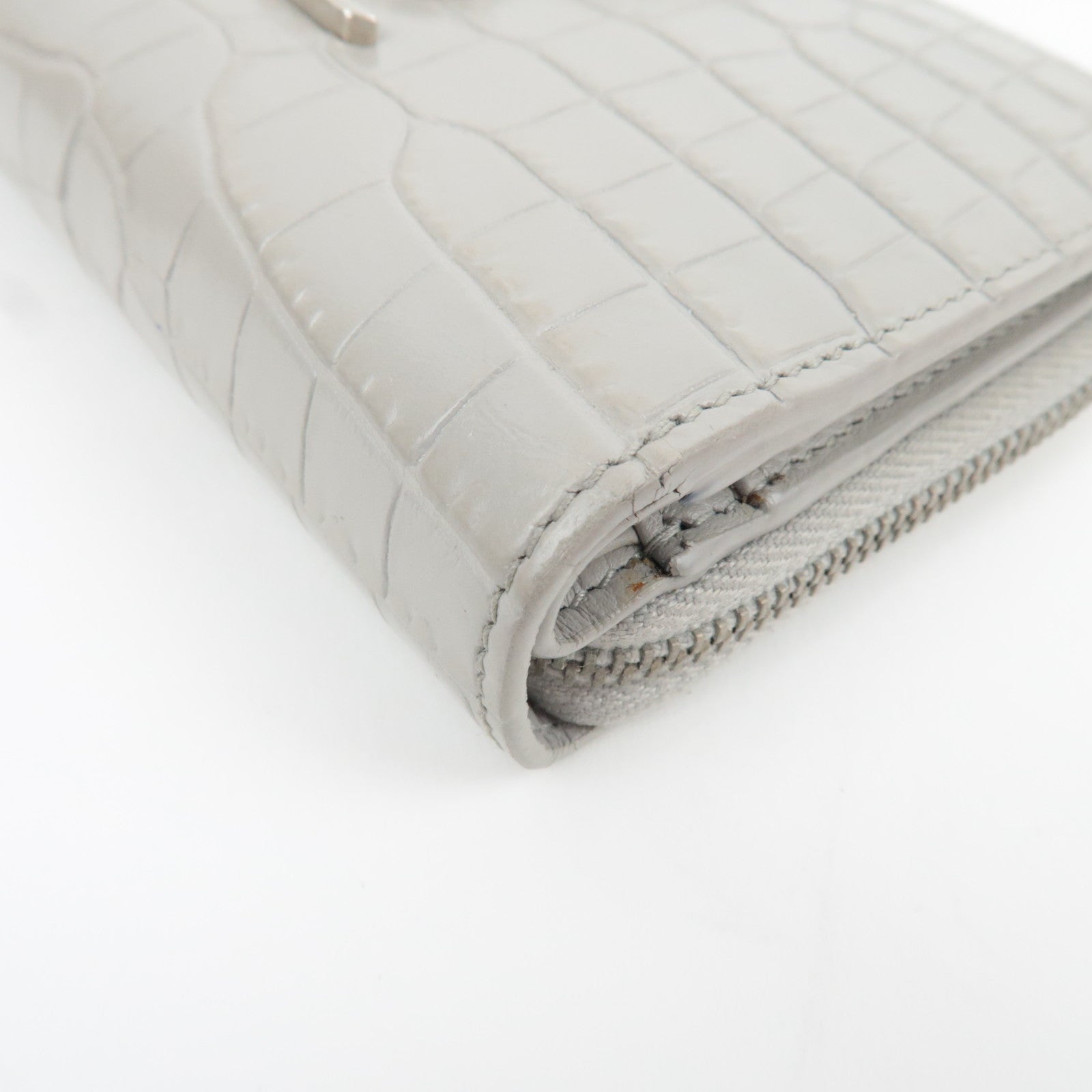 Saint Laurent Cassandre Bifold Wallet Leather Gray Silver HDW 403964