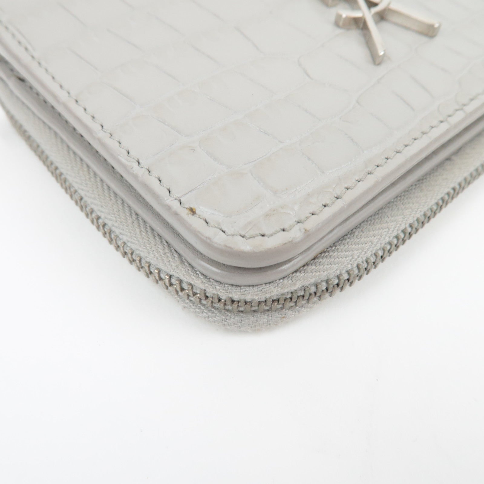 Saint Laurent Cassandre Bifold Wallet Leather Gray Silver HDW 403964