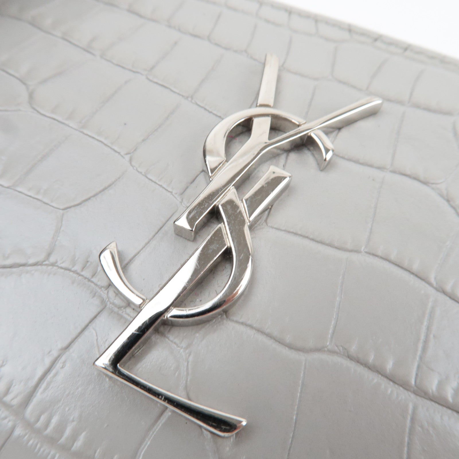 Saint Laurent Cassandre Bifold Wallet Leather Gray Silver HDW 403964