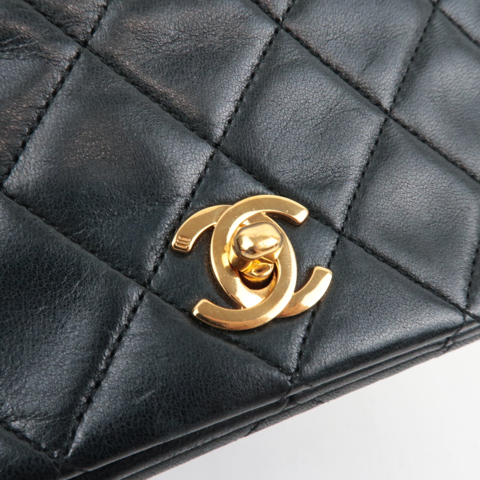 CHANEL Full Flap Mini Matelasse 19 Chain Shoulder Bag Lambskin Black Gold HDW A03571 1261062